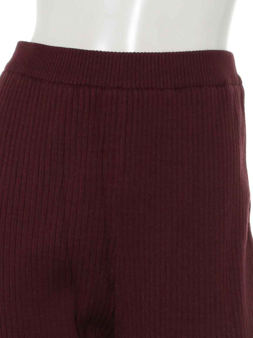 リエンダ rienda Tiered Knit J/W Wide PT （ディープレッド） ディープレッド