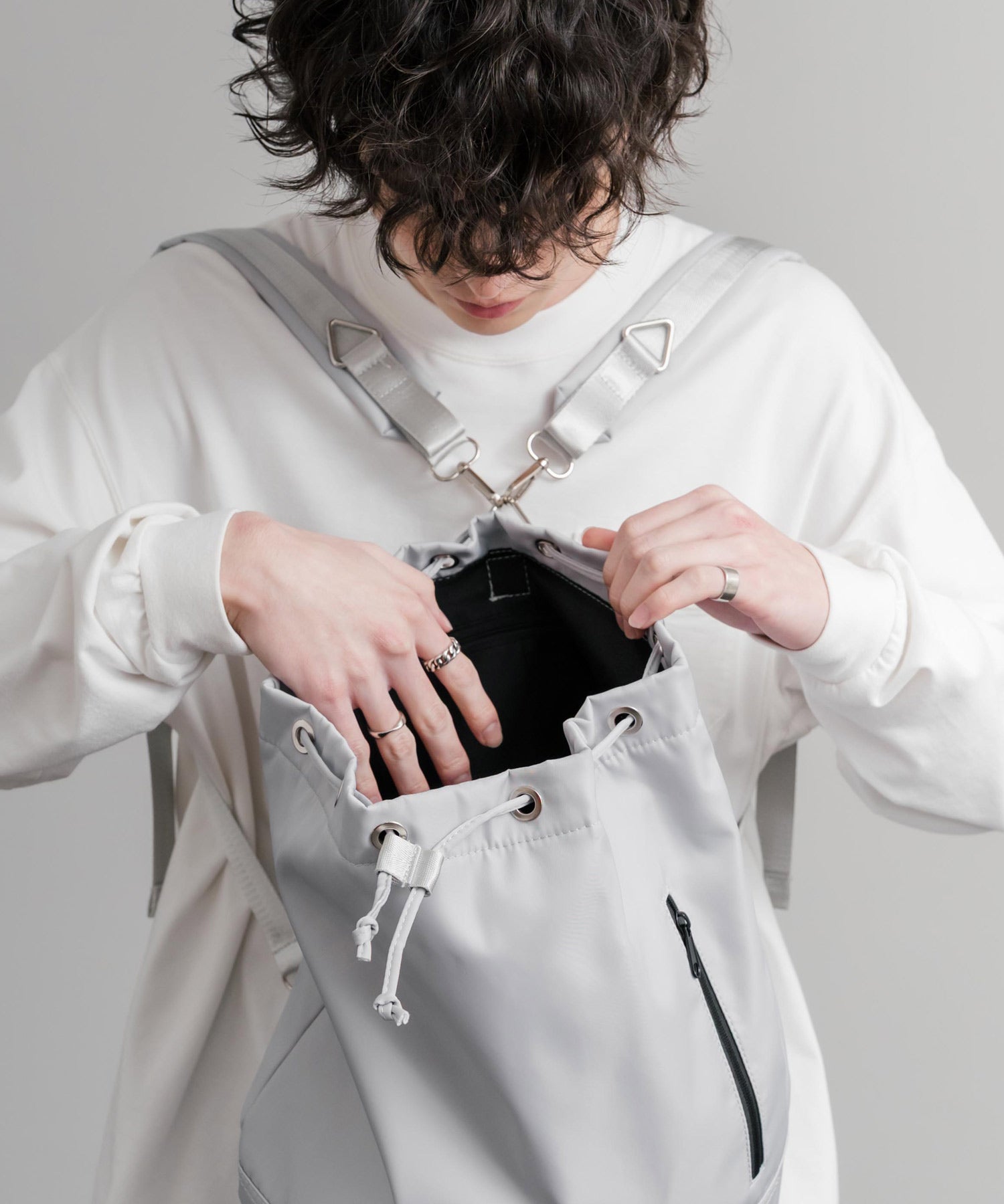 ロッキーモンロー Rocky Monroe ショルダーバッグ リュックサック 2WAY メンズ レディース ナイロンバッグ 鞄 ジムサック プール 海 ジム ヨガ スポーツ カジュアル 15511 （グレー） グレー