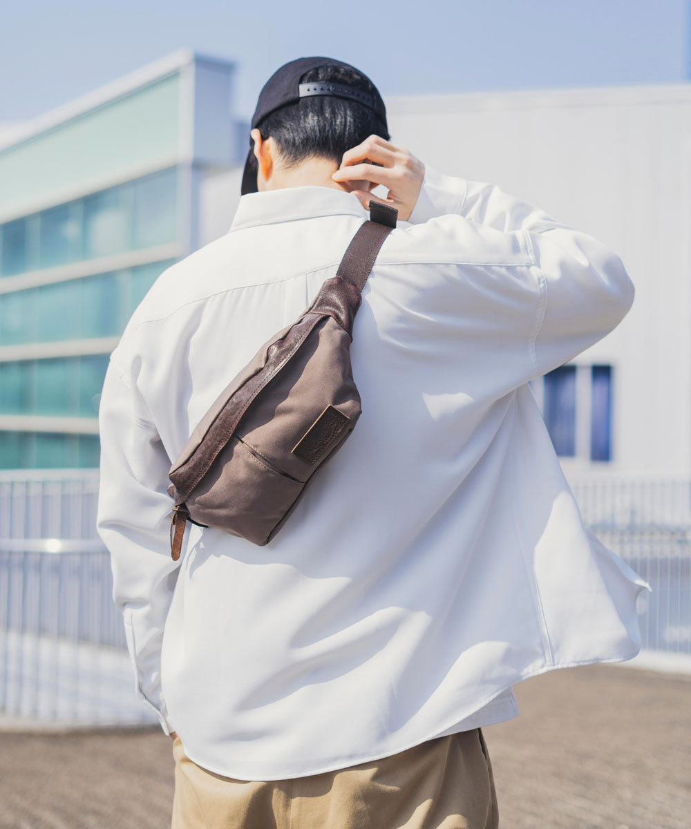 ロッキーモンロー Rocky Monroe ヒップバッグ メンズ レディース ボディ ウエスト ショルダー コーデュラ 大容量 レザー 本革 シンプル カジュアル ギフト プレゼント 日本製 国産 斜め掛