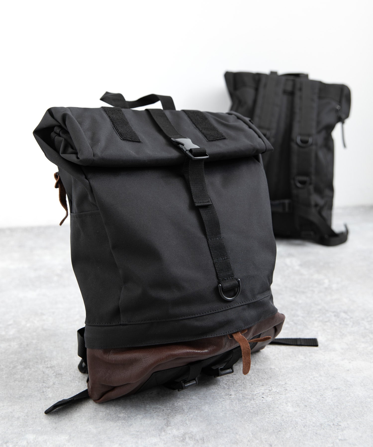 ロッキーモンロー Rocky Monroe リュック バックパック メンズ バッグ 鞄 大容量 本革 牛革 レザー コーデュラ610P ロールトップ カジュアル アウトドア 旅行 通勤 通学 日本製 国産 （ブラウン） ブラウン