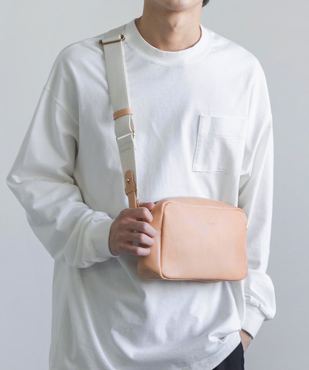 Rocky Monroe Shoulder Bag Men's Genuine Leather Natural Leather Tochigi Leather HORWEEN Crossbody Bag Mini Body Bag 2WAY Pouch Clutch One Shoulder Square Lightweight