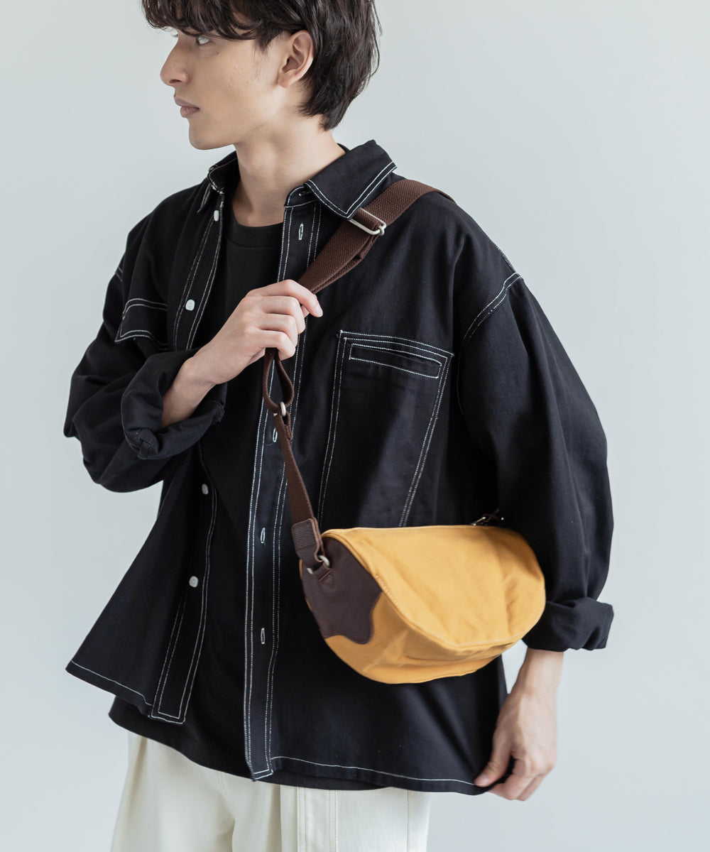 ロッキーモンロー Rocky Monroe ショルダーバッグ メンズ レディース レザー 日本製 斜め掛け 国産 10号キャンバス 撥水 パラフィン ミニサイズ ポーチ 肩がけ 本革 牛革 フェス お出か （ベージュ） ベージュ