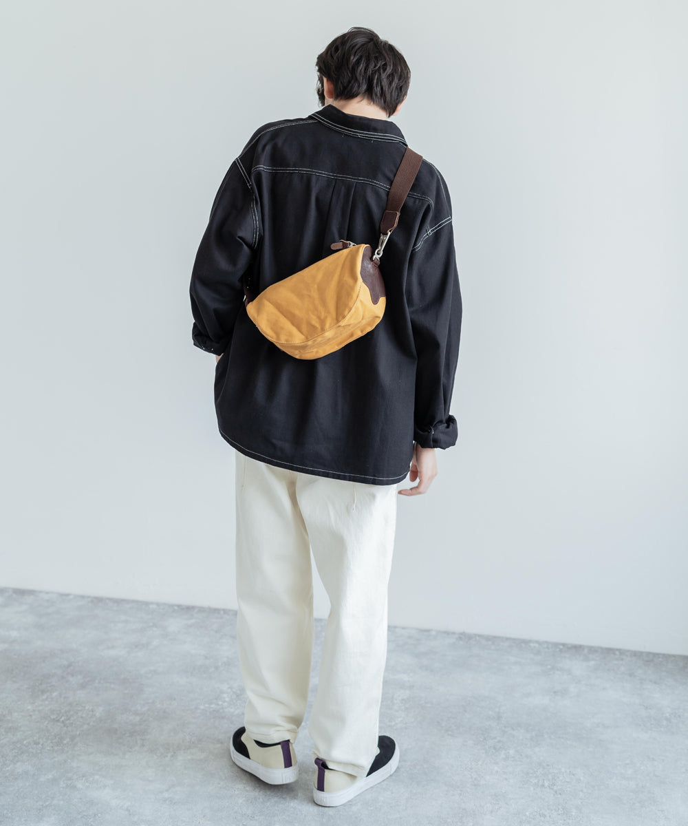 ロッキーモンロー Rocky Monroe ショルダーバッグ メンズ レディース レザー 日本製 斜め掛け 国産 10号キャンバス 撥水 パラフィン ミニサイズ ポーチ 肩がけ 本革 牛革 フェス お出か （ベージュ） ベージュ