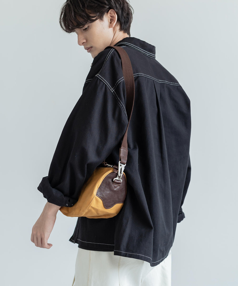 ロッキーモンロー Rocky Monroe ショルダーバッグ メンズ レディース レザー 日本製 斜め掛け 国産 10号キャンバス 撥水 パラフィン ミニサイズ ポーチ 肩がけ 本革 牛革 フェス お出か （ベージュ） ベージュ