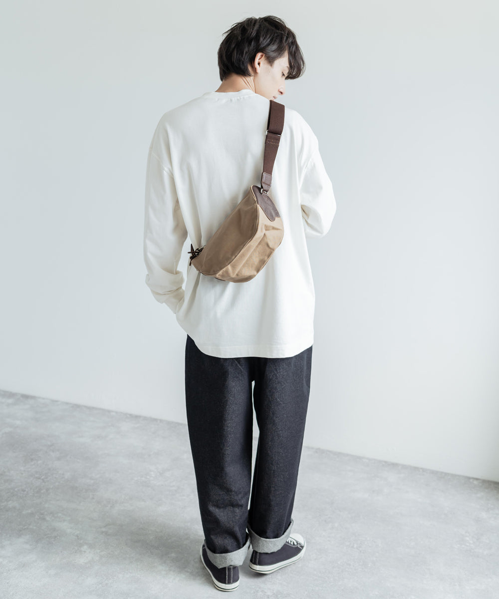 ロッキーモンロー Rocky Monroe ショルダーバッグ メンズ レディース レザー 日本製 斜め掛け 国産 10号キャンバス 撥水 パラフィン ミニサイズ ポーチ 肩がけ 本革 牛革 フェス お出か （ベージュ） ベージュ