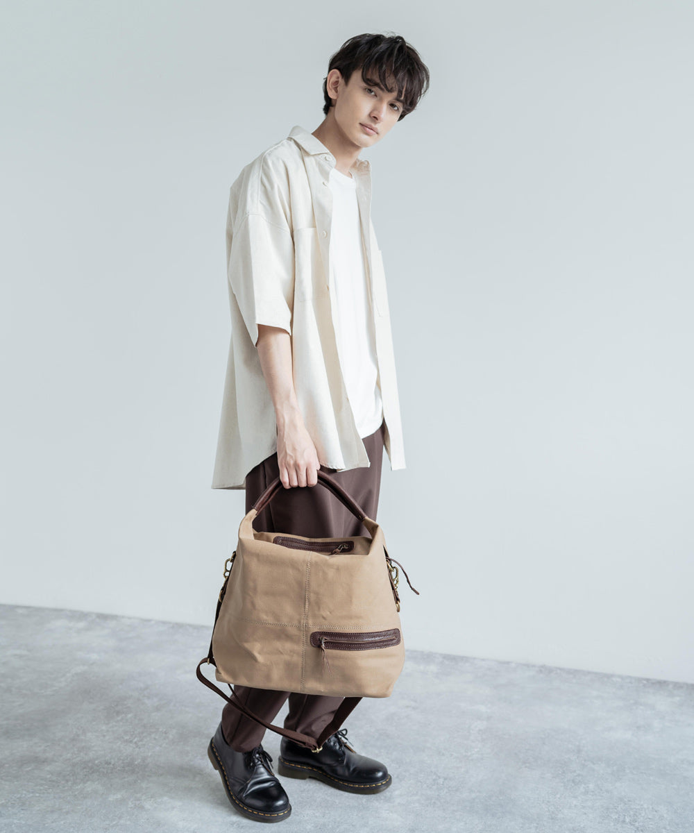 ロッキーモンロー Rocky Monroe ショルダーバッグ メンズ 日本製 レザー トート 手提げ エディターズ 本革 牛革 3WAY 国産 キャンバス 撥水 A4 B4 通勤通学 ギフト プレゼント