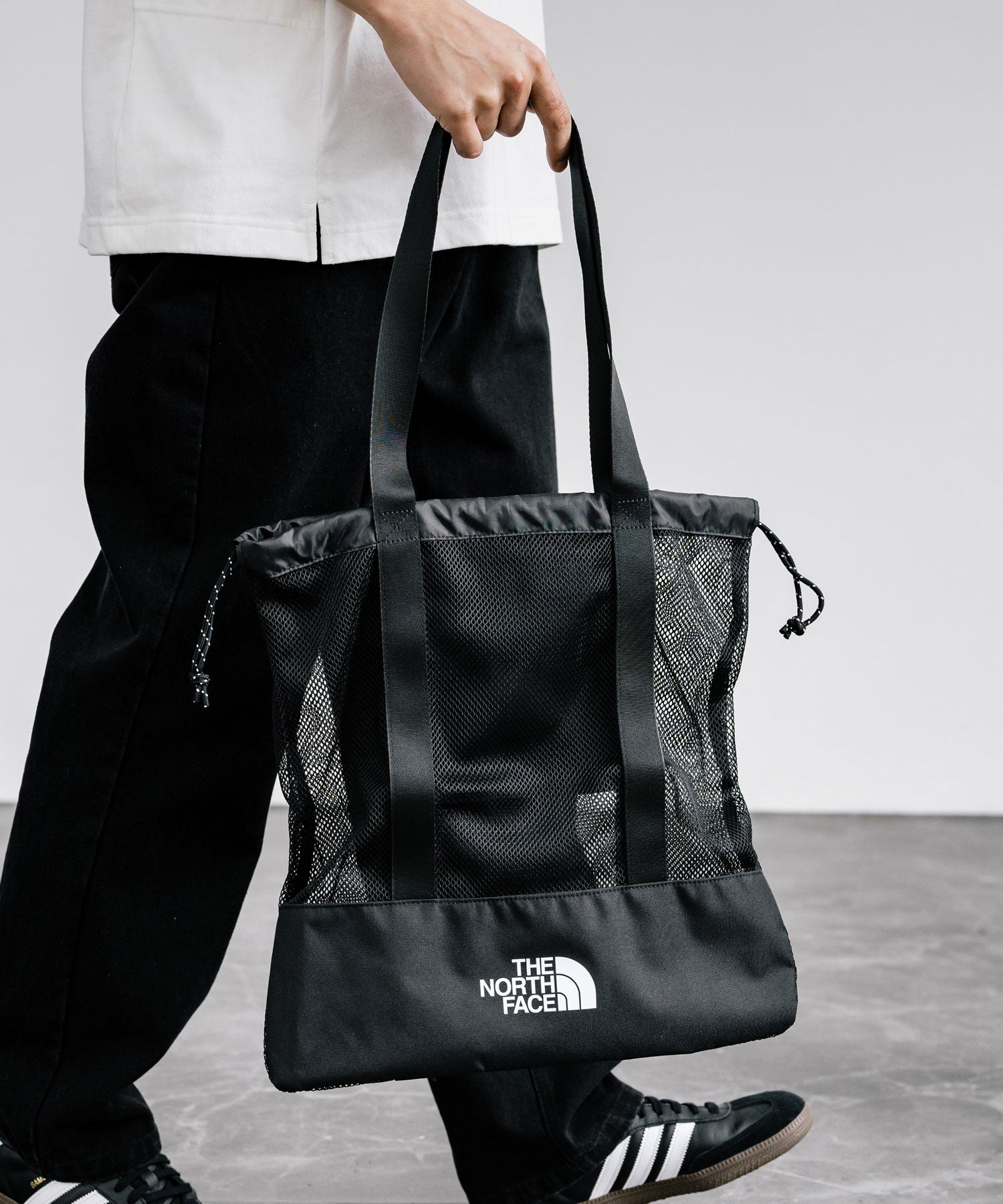 ロッキーモンロー Rocky Monroe THE NORTH FACE ザ・ノースフェイス WHITE LABEL ホワイトレーベル 韓国 限定 メッシュバッグ エコバッグ メンズ レディース ショルダ （ブラック） ブラック