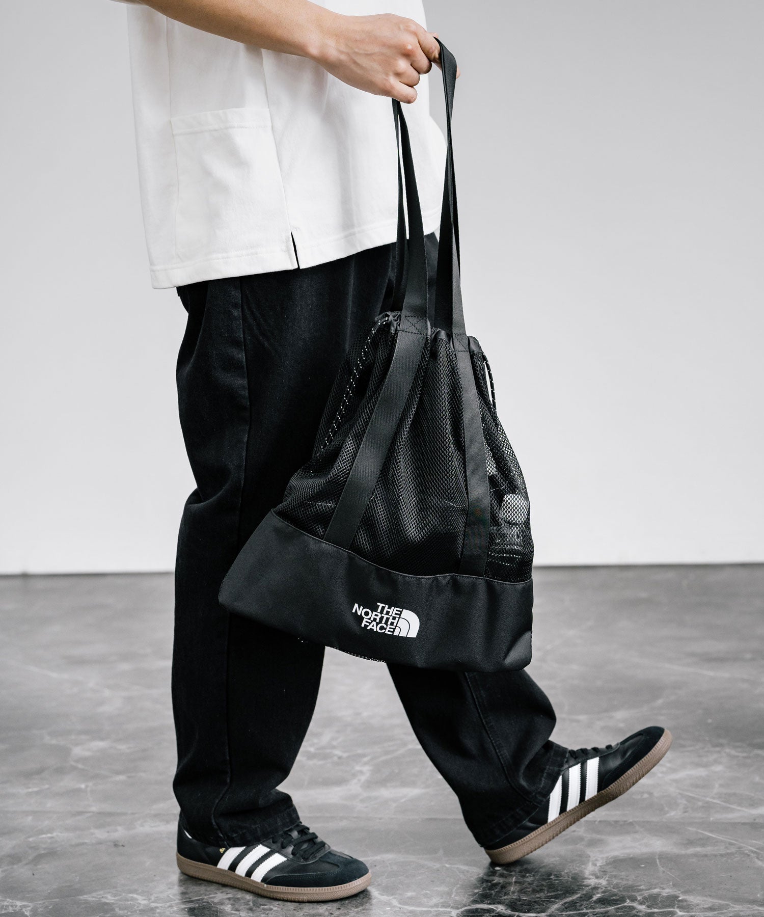 ロッキーモンロー Rocky Monroe THE NORTH FACE ザ・ノースフェイス WHITE LABEL ホワイトレーベル 韓国 限定 メッシュバッグ エコバッグ メンズ レディース ショルダ （ブラック） ブラック