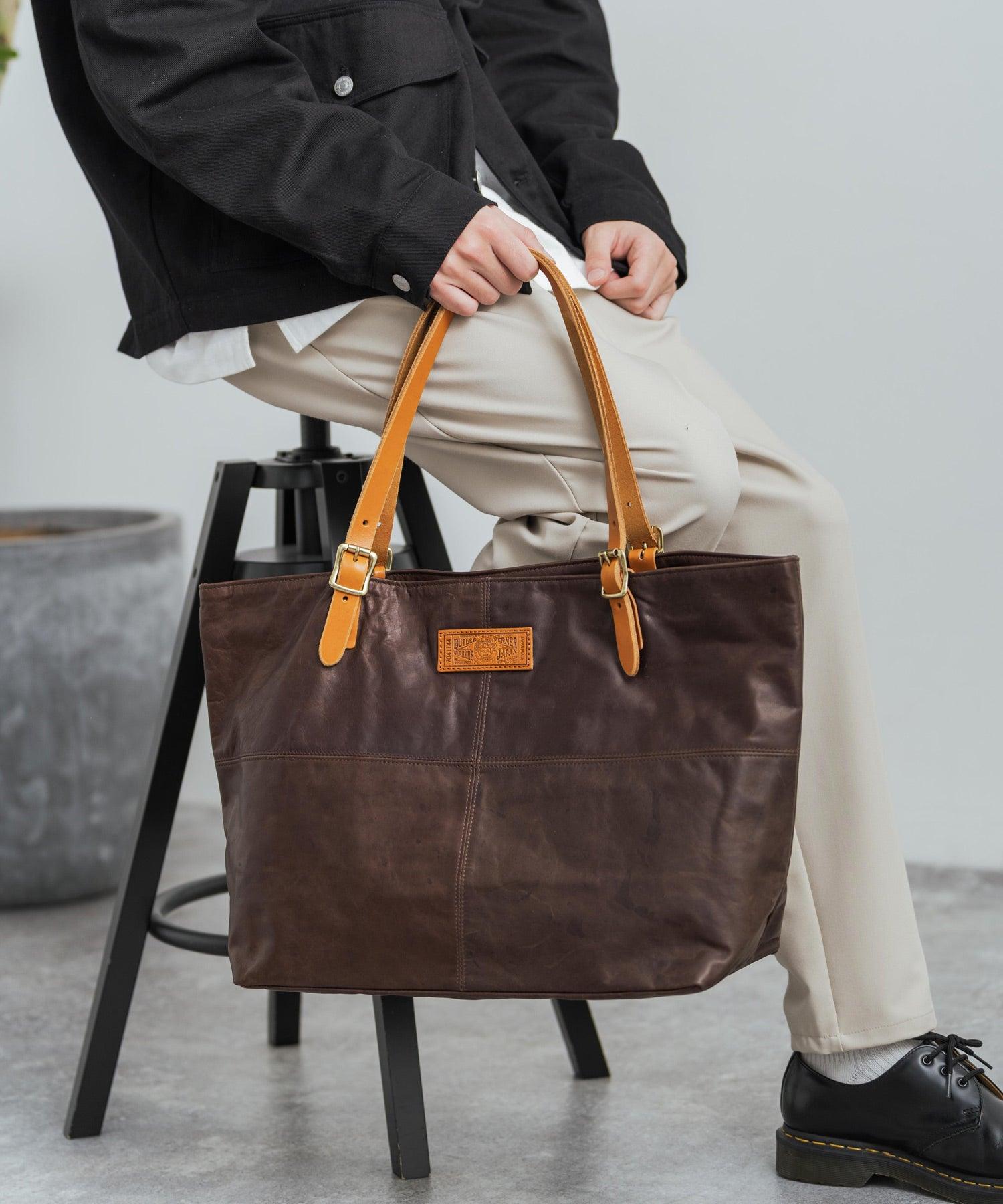Rocky Monroe Big Tote Bag Men Women Horse Leather Genuine Leather Handheld Simple Pull-Up Outing Business Gift Made in Japan Domestic Butler Ve