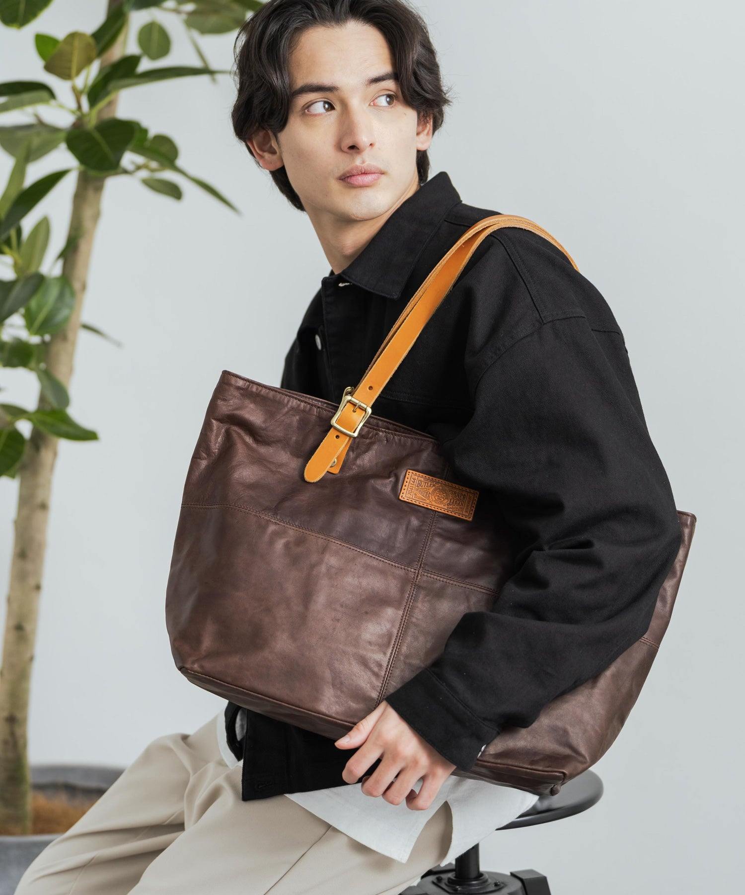 Rocky Monroe Big Tote Bag Men Women Horse Leather Genuine Leather Handheld Simple Pull-Up Outing Business Gift Made in Japan Domestic Butler Ve