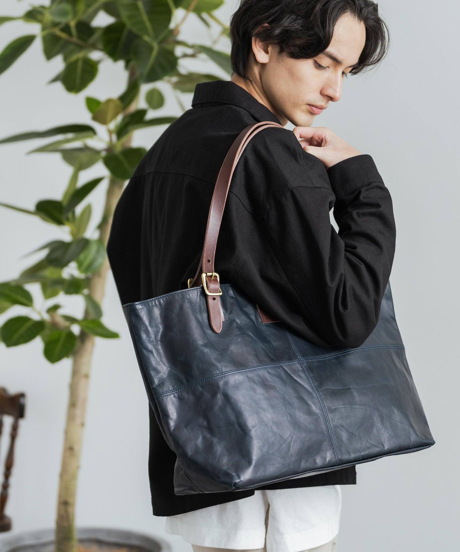 Rocky Monroe Big Tote Bag Men Women Horse Leather Genuine Leather Handheld Simple Pull-Up Outing Business Gift Made in Japan Domestic Butler Ve