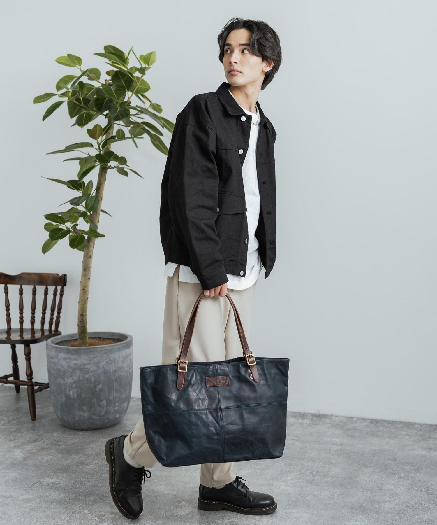 Rocky Monroe Big Tote Bag Men Women Horse Leather Genuine Leather Handheld Simple Pull-Up Outing Business Gift Made in Japan Domestic Butler Ve