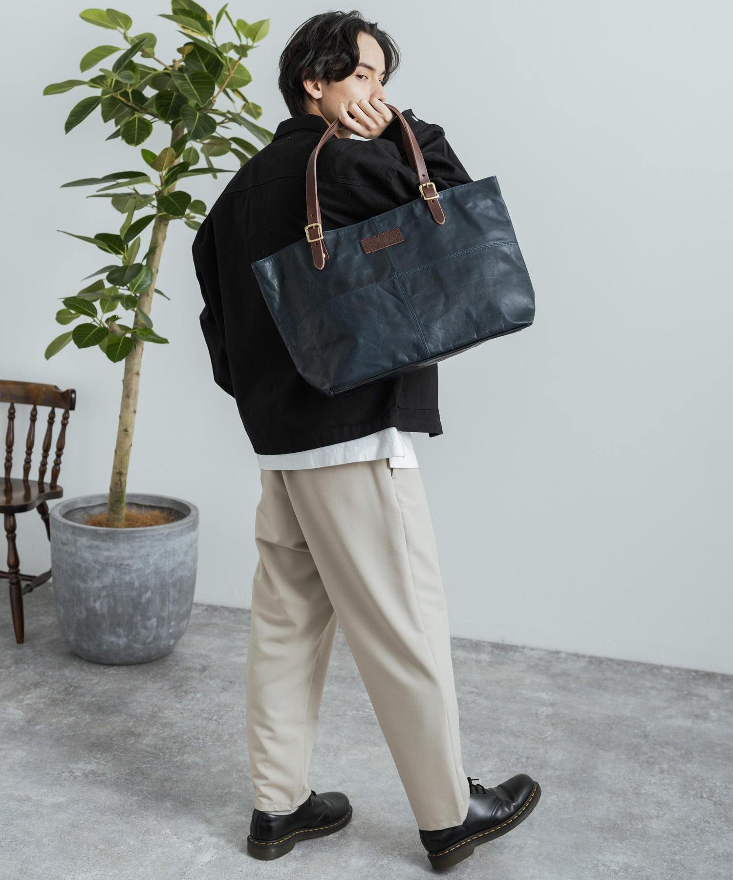 Rocky Monroe Big Tote Bag Men Women Horse Leather Genuine Leather Handheld Simple Pull-Up Outing Business Gift Made in Japan Domestic Butler Ve
