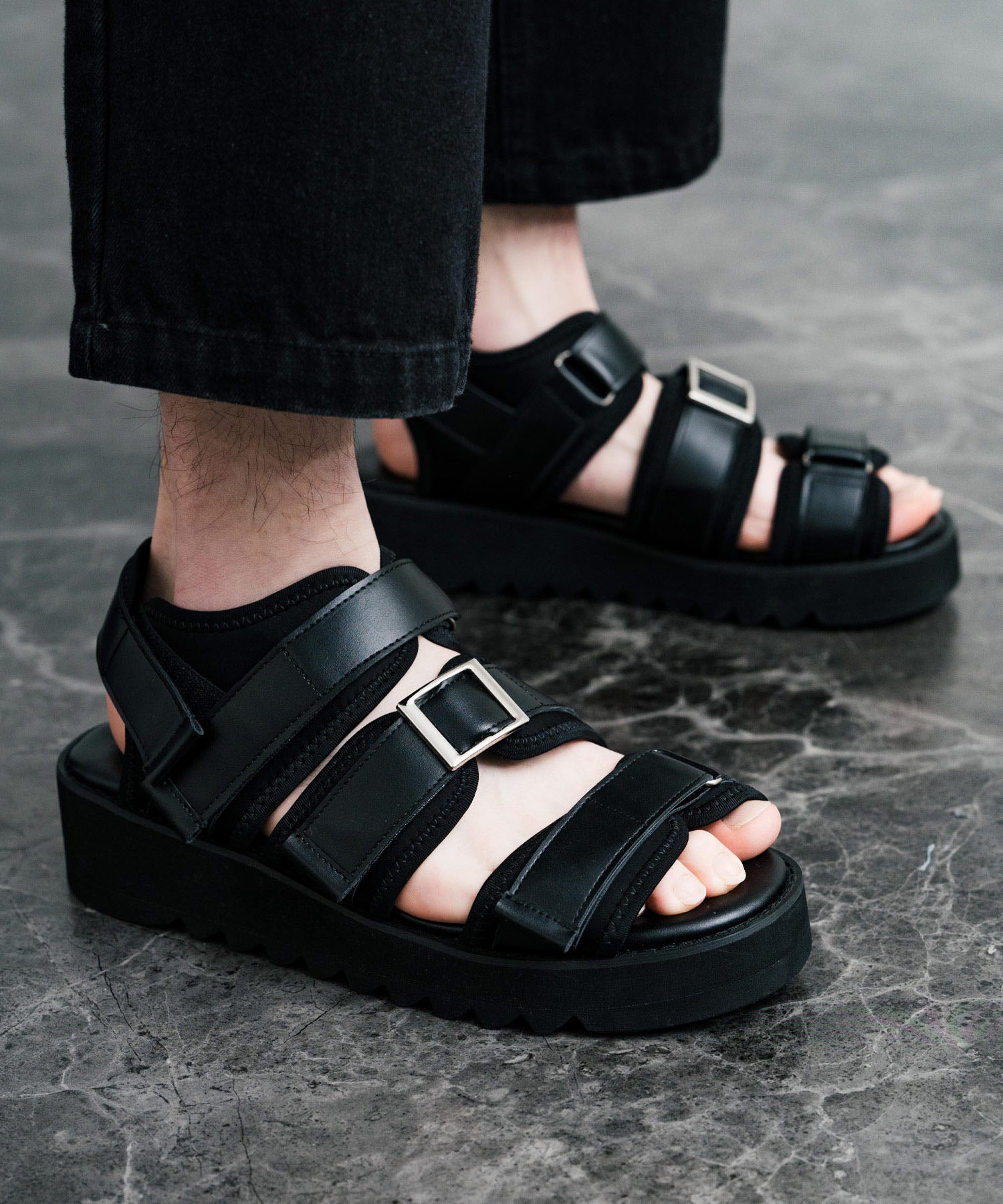 Rocky Monroe Strap Sandals Round Toe Men's Women's Sports Sandals PU Leather synthetic leather Sports Sandals Thick Sole Velcro Shark Sole 14183