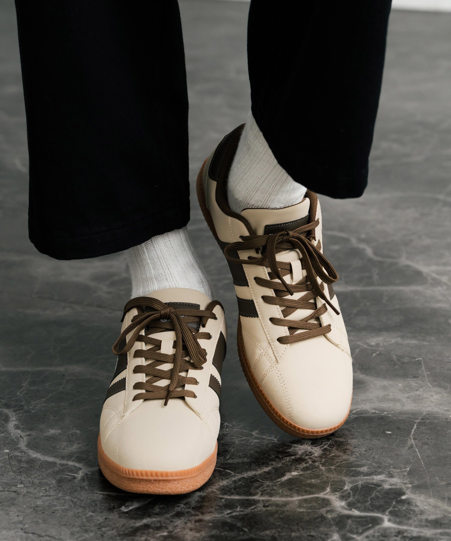 ロッキーモンロー Rocky Monroe スニーカー 厚底 メンズ レディース 紐靴 ロゴ フェイクレザー PU 合成皮革 ボリュームソール ローカット U.S. POLO ASSN. 14932 （ブラック） ブラック