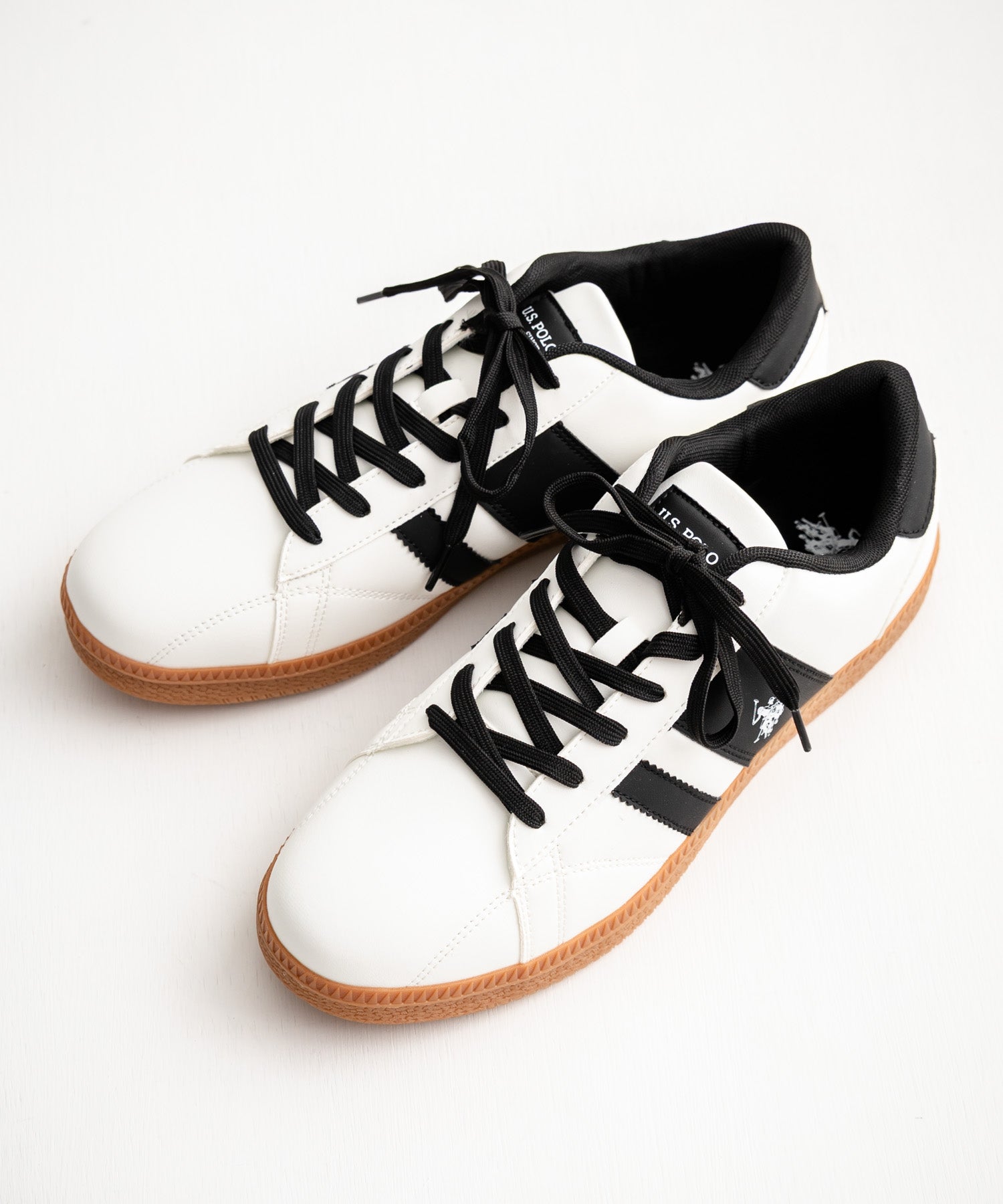 ロッキーモンロー Rocky Monroe スニーカー 厚底 メンズ レディース 紐靴 ロゴ フェイクレザー PU 合成皮革 ボリュームソール ローカット U.S. POLO ASSN. 14932 （ブラック） ブラック