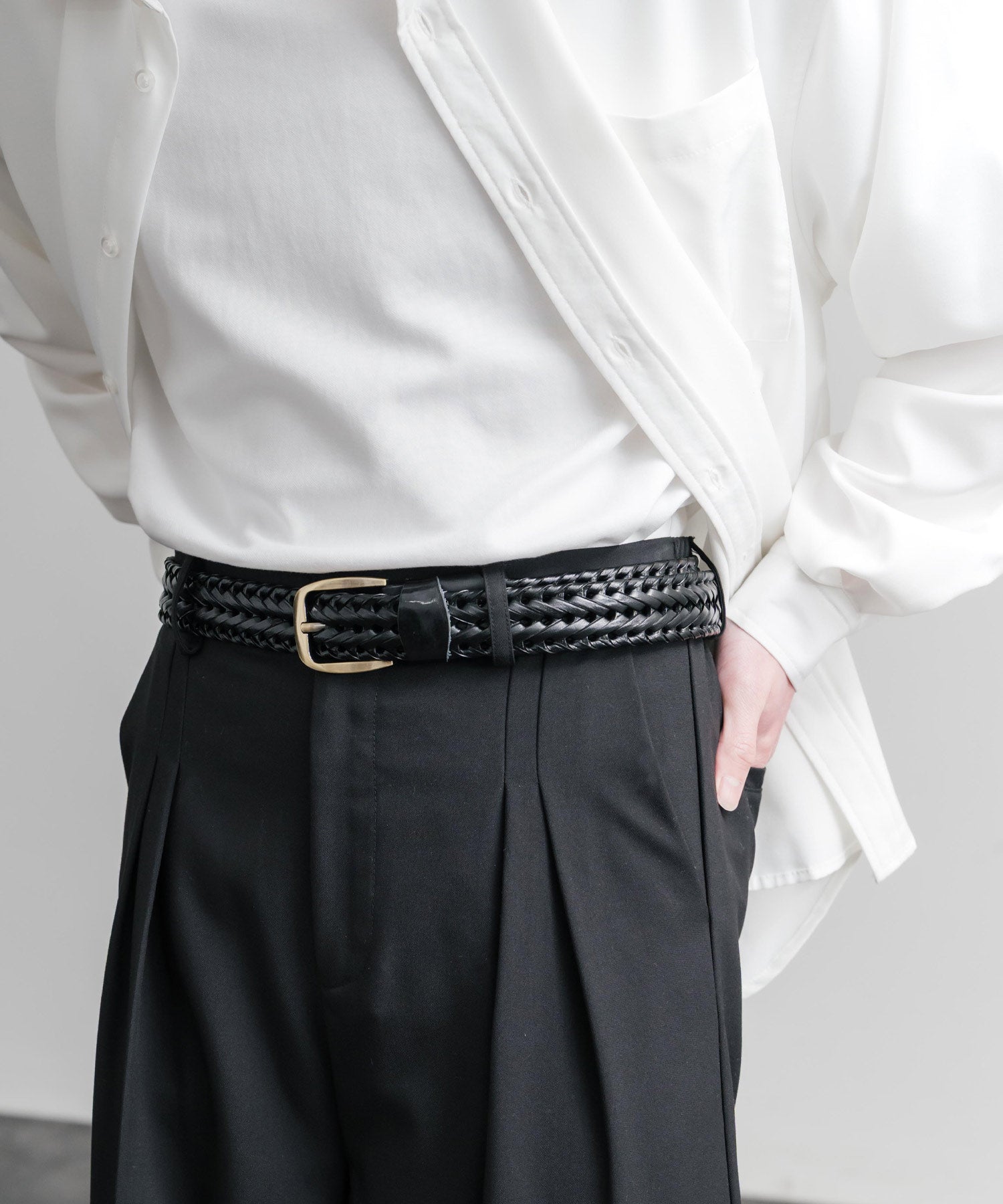 ロッキーモンロー Rocky Monroe レザーベルト メッシュ 本革 メンズ レディース ラウンドバックル スクエア カジュアル アメカジ シンプル 韓国 モード レトロ おしゃれ ギフト 15729 （ブラック） ブラック