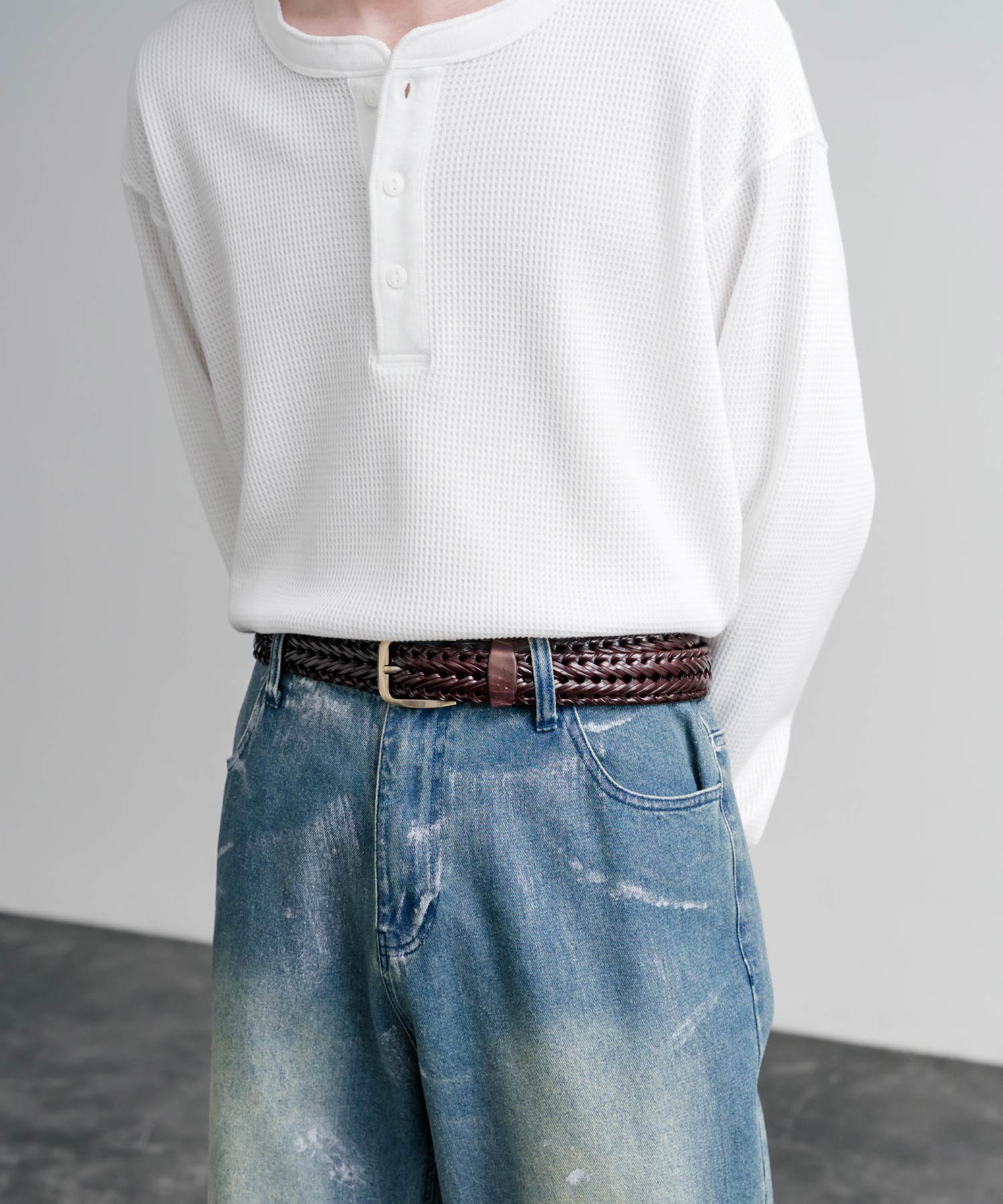 ロッキーモンロー Rocky Monroe レザーベルト メッシュ 本革 メンズ レディース ラウンドバックル スクエア カジュアル アメカジ シンプル 韓国 モード レトロ おしゃれ ギフト 15729 （ブラック） ブラック