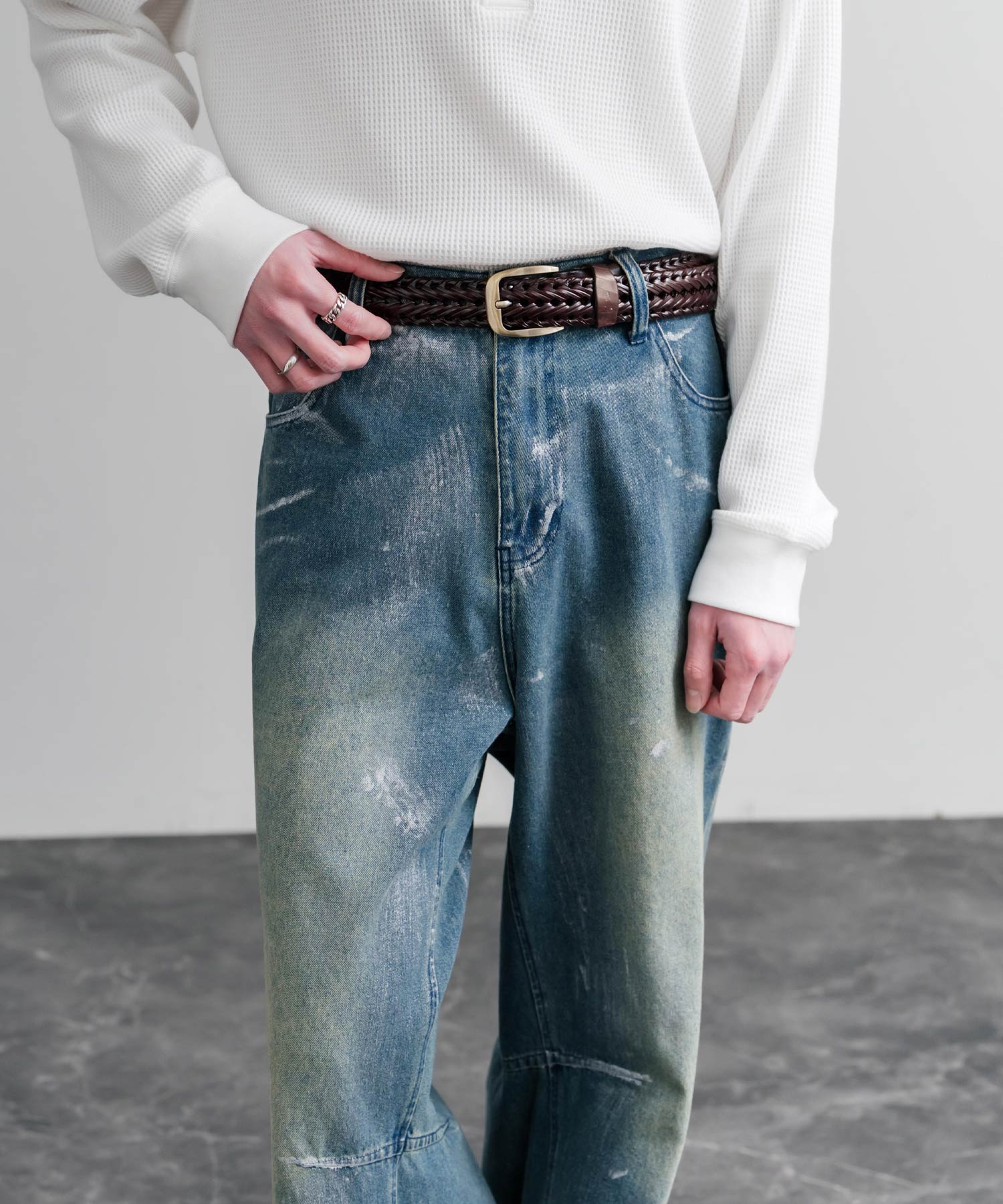 ロッキーモンロー Rocky Monroe レザーベルト メッシュ 本革 メンズ レディース ラウンドバックル スクエア カジュアル アメカジ シンプル 韓国 モード レトロ おしゃれ ギフト 15729 （ブラック） ブラック