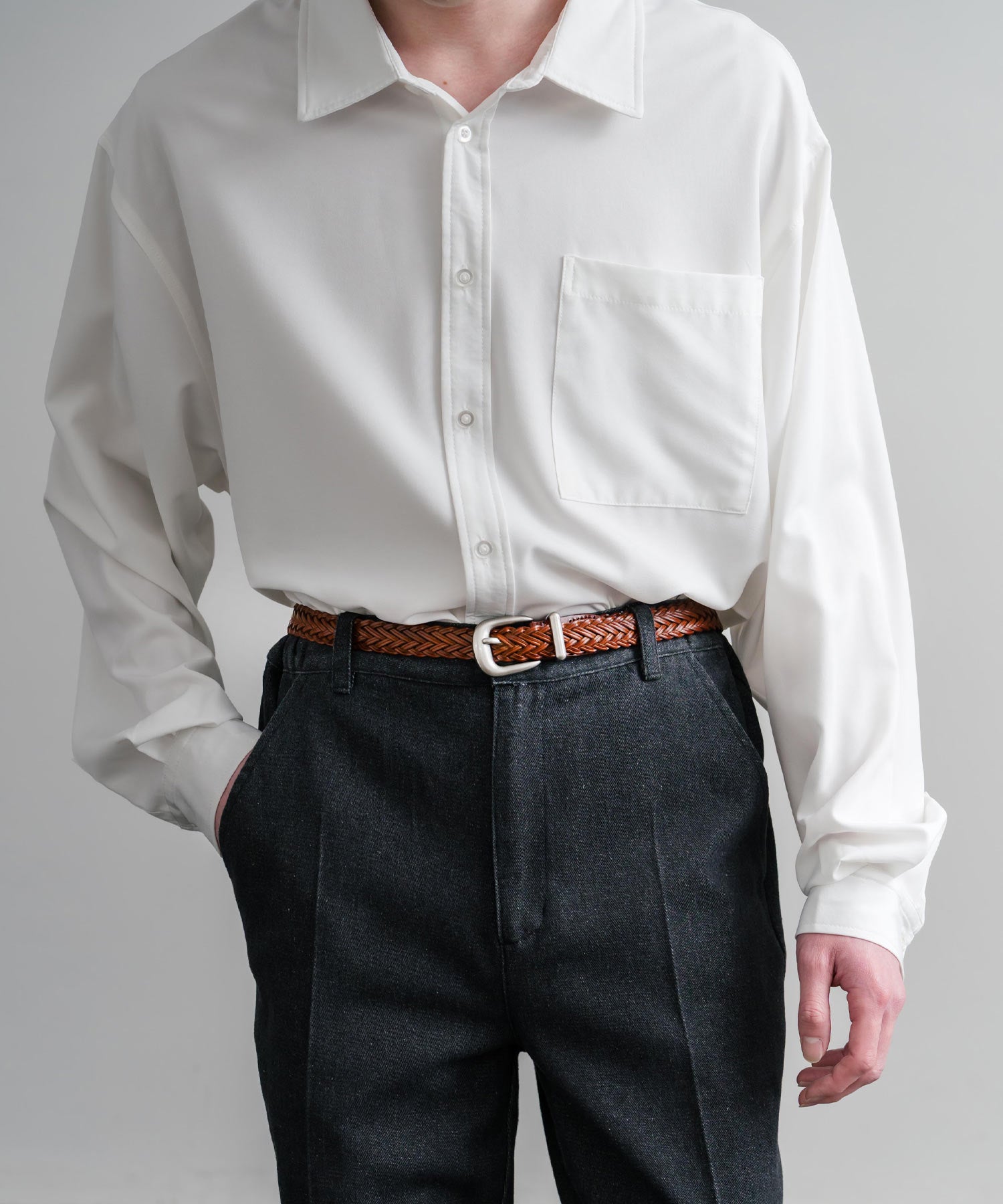 ロッキーモンロー Rocky Monroe レザーベルト メッシュ 本革 メンズ レディース ラウンドバックル カジュアル アメカジ シンプル 韓国 モード レトロ おしゃれ プレゼント 15731 （カフェ） カフェ