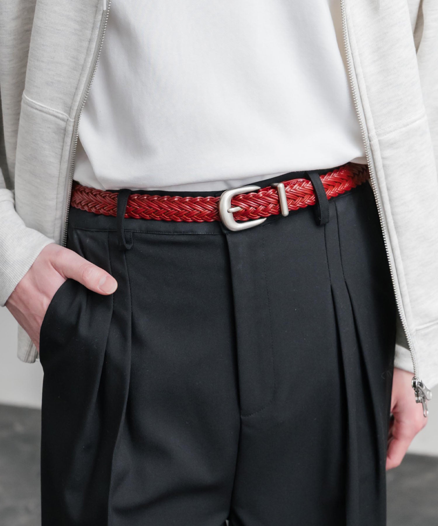 ロッキーモンロー Rocky Monroe レザーベルト メッシュ 本革 メンズ レディース ラウンドバックル カジュアル アメカジ シンプル 韓国 モード レトロ おしゃれ プレゼント 15731 （カフェ） カフェ