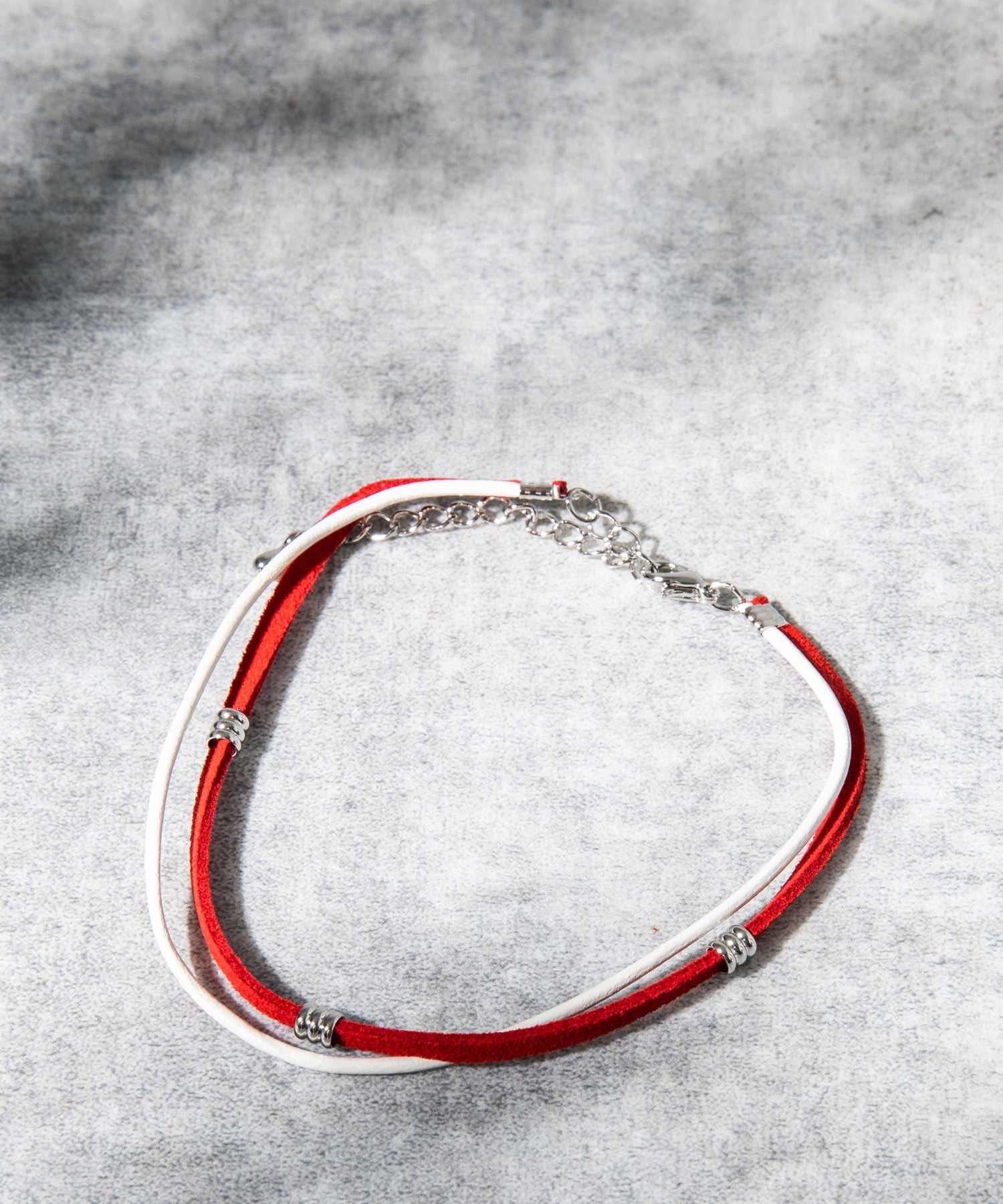 ロッキーモンロー Rocky Monroe アンクレット ブレスレット メンズ レディース つけっぱなし 2連 シルバー PU フェイクレザー チャーム カラーコード ペア シンプル 英字 9571