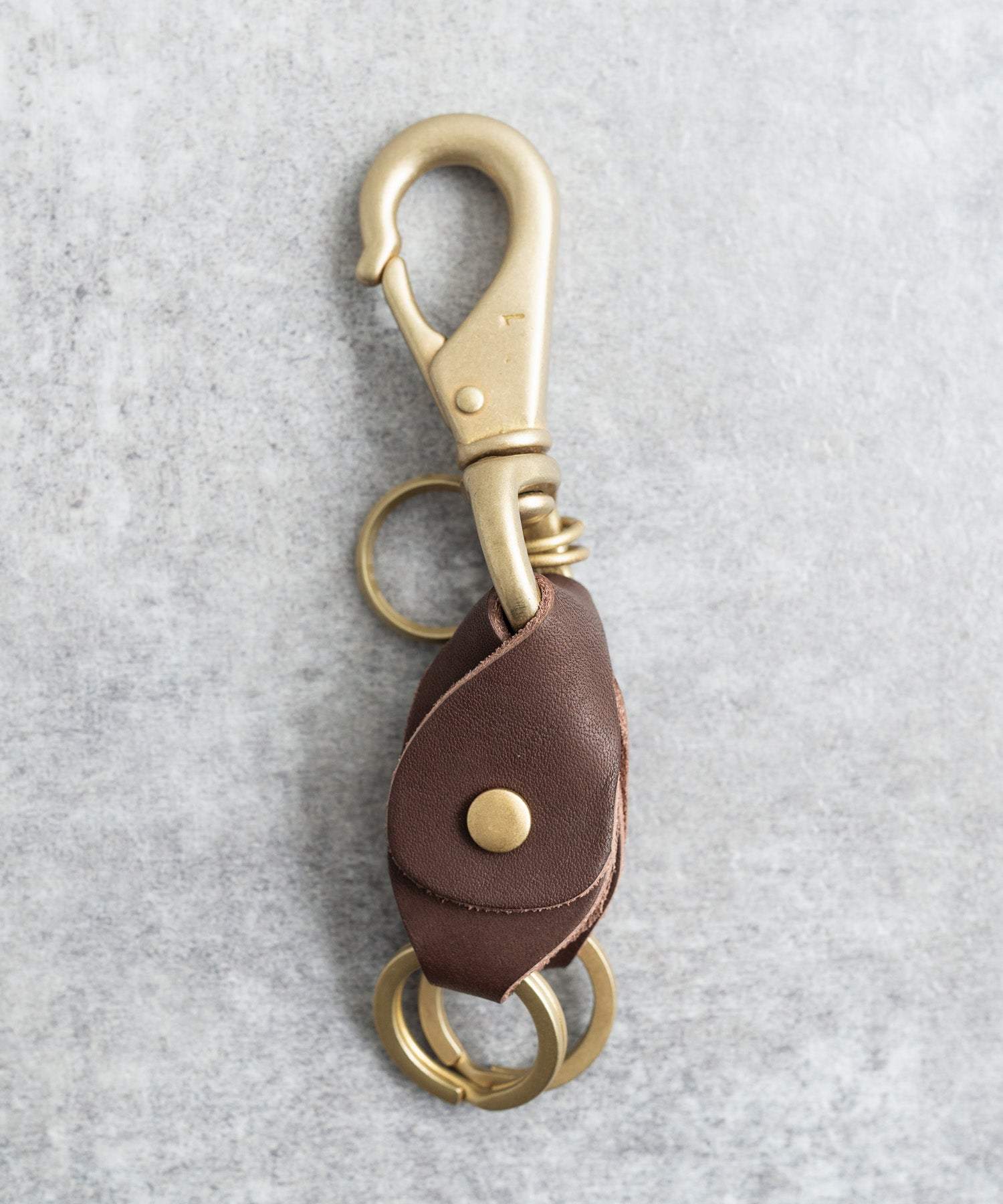 Rocky Monroe Keychain Double Ring brass Brass Men's Genuine Leather Cowhide Tochigi Leather Key Ring Key Charm Key Chain Nascaan 3-Chain Belt Loop Leather Goods Keys