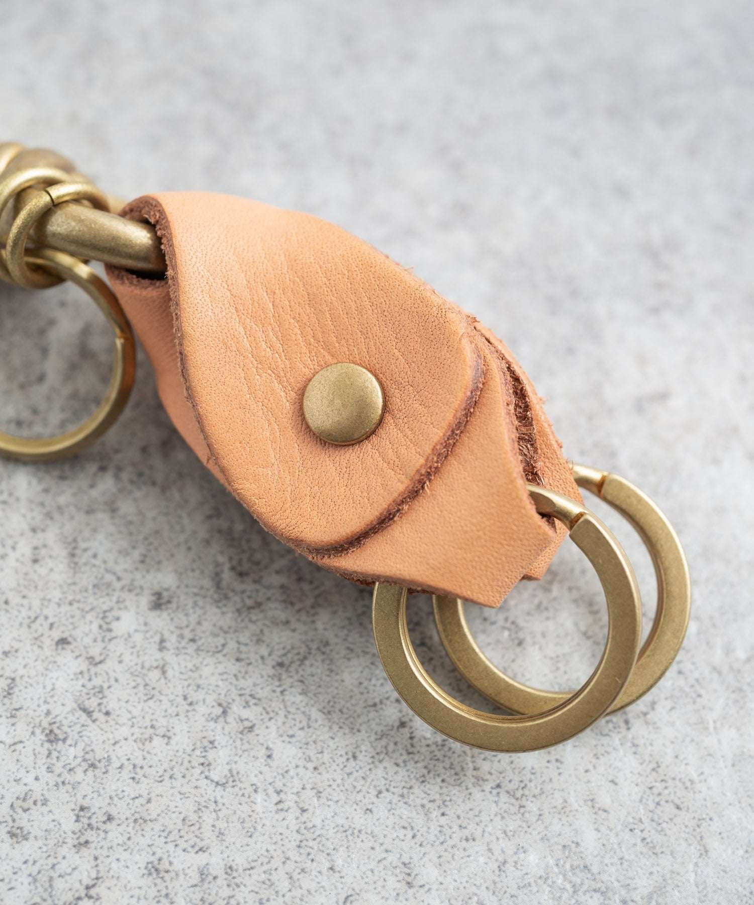Rocky Monroe Keychain Double Ring brass Brass Men's Genuine Leather Cowhide Tochigi Leather Key Ring Key Charm Key Chain Nascaan 3-Chain Belt Loop Leather Goods Keys