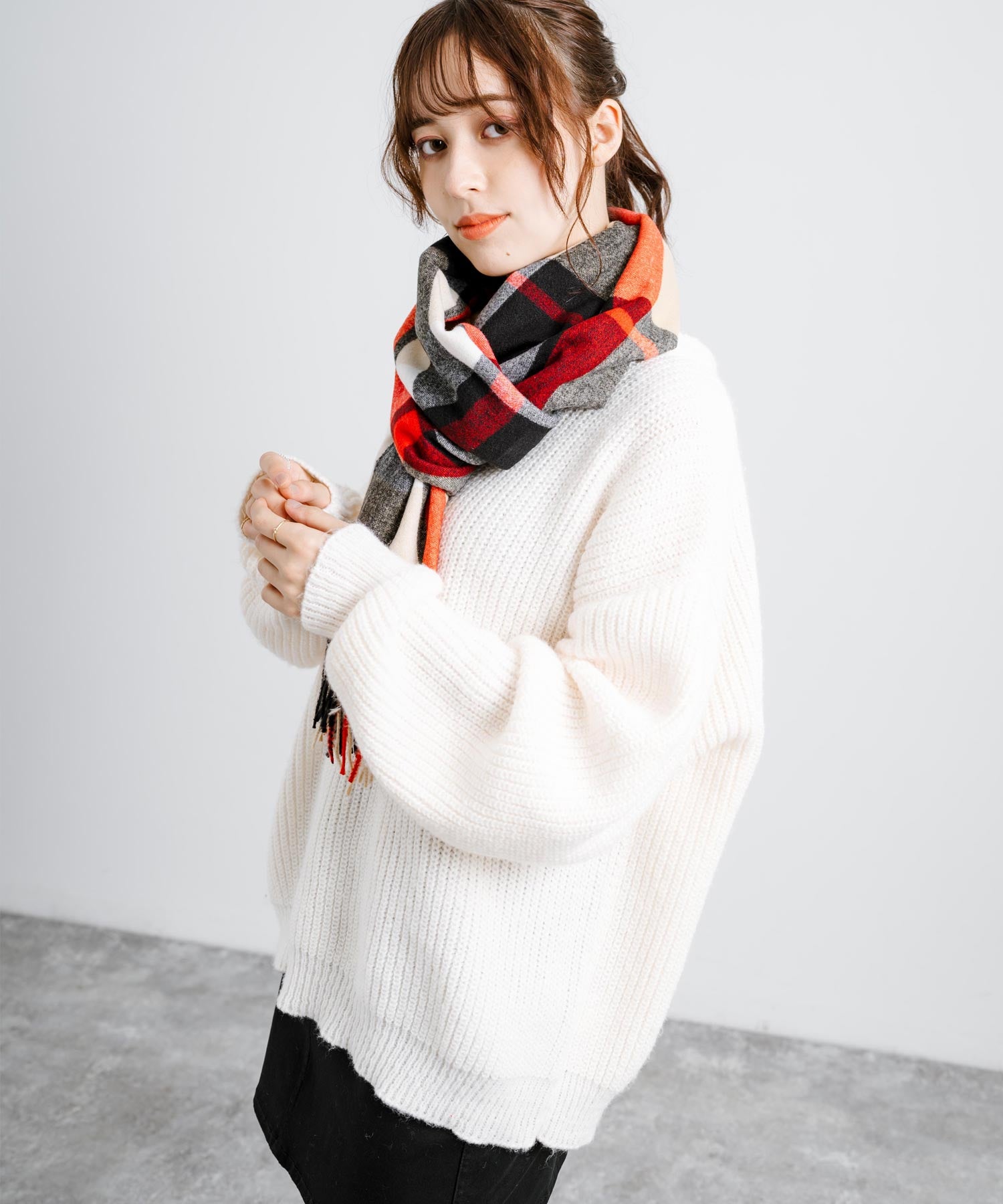 ロッキーモンロー Rocky Monroe フリンジマフラー 大判ストール メンズ レディース チェック ロング ボリューム 暖かい ひざ掛け ブランケット ショール 防寒 ギフト プレゼント 秋冬 13