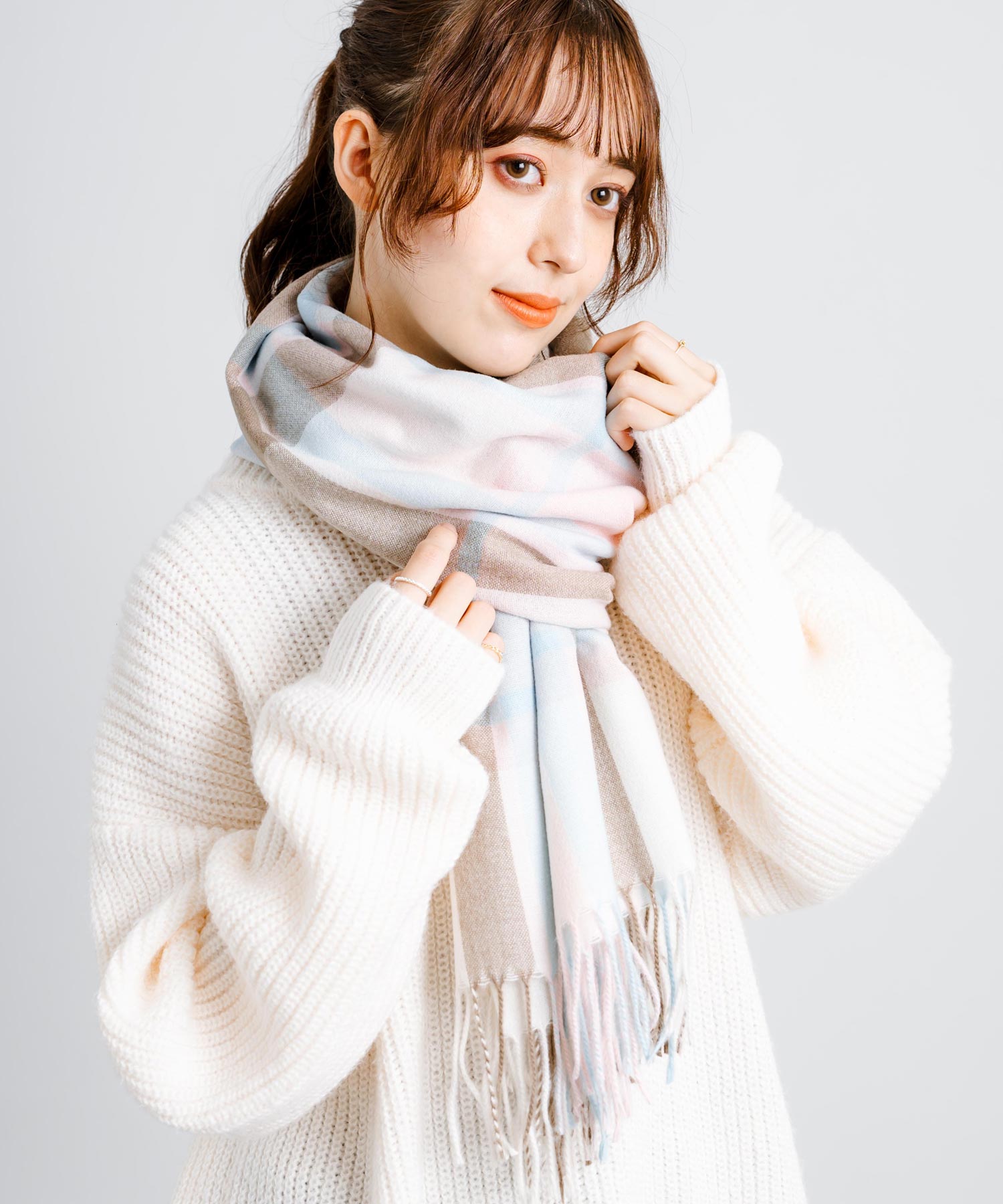 ロッキーモンロー Rocky Monroe フリンジマフラー 大判ストール メンズ レディース チェック ロング ボリューム 暖かい ひざ掛け ブランケット ショール 防寒 ギフト プレゼント 秋冬 13