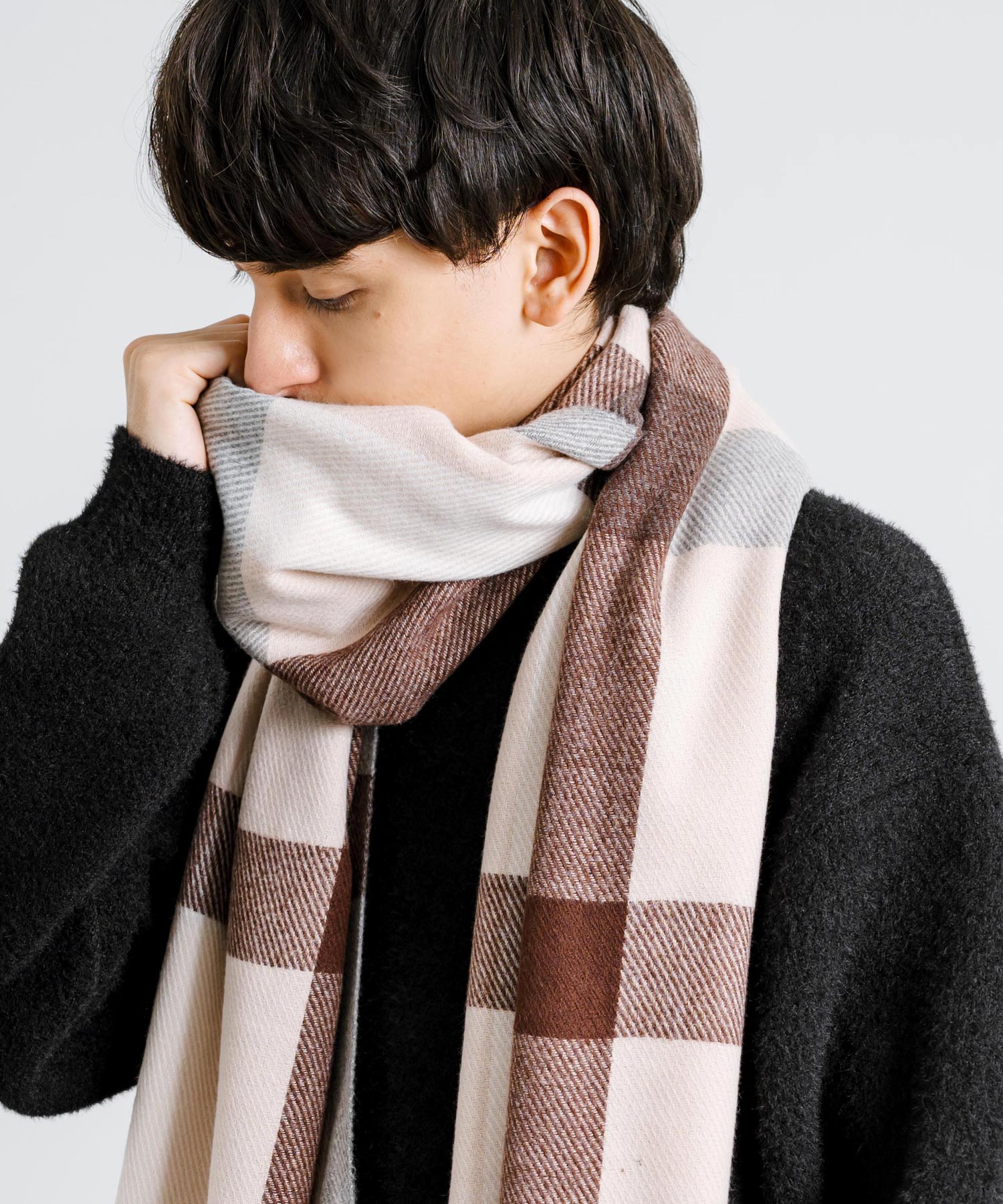 ロッキーモンロー Rocky Monroe フリンジマフラー 大判ストール メンズ レディース チェック ロング ボリューム 暖かい ひざ掛け ブランケット ショール 防寒 ギフト プレゼント 秋冬 13