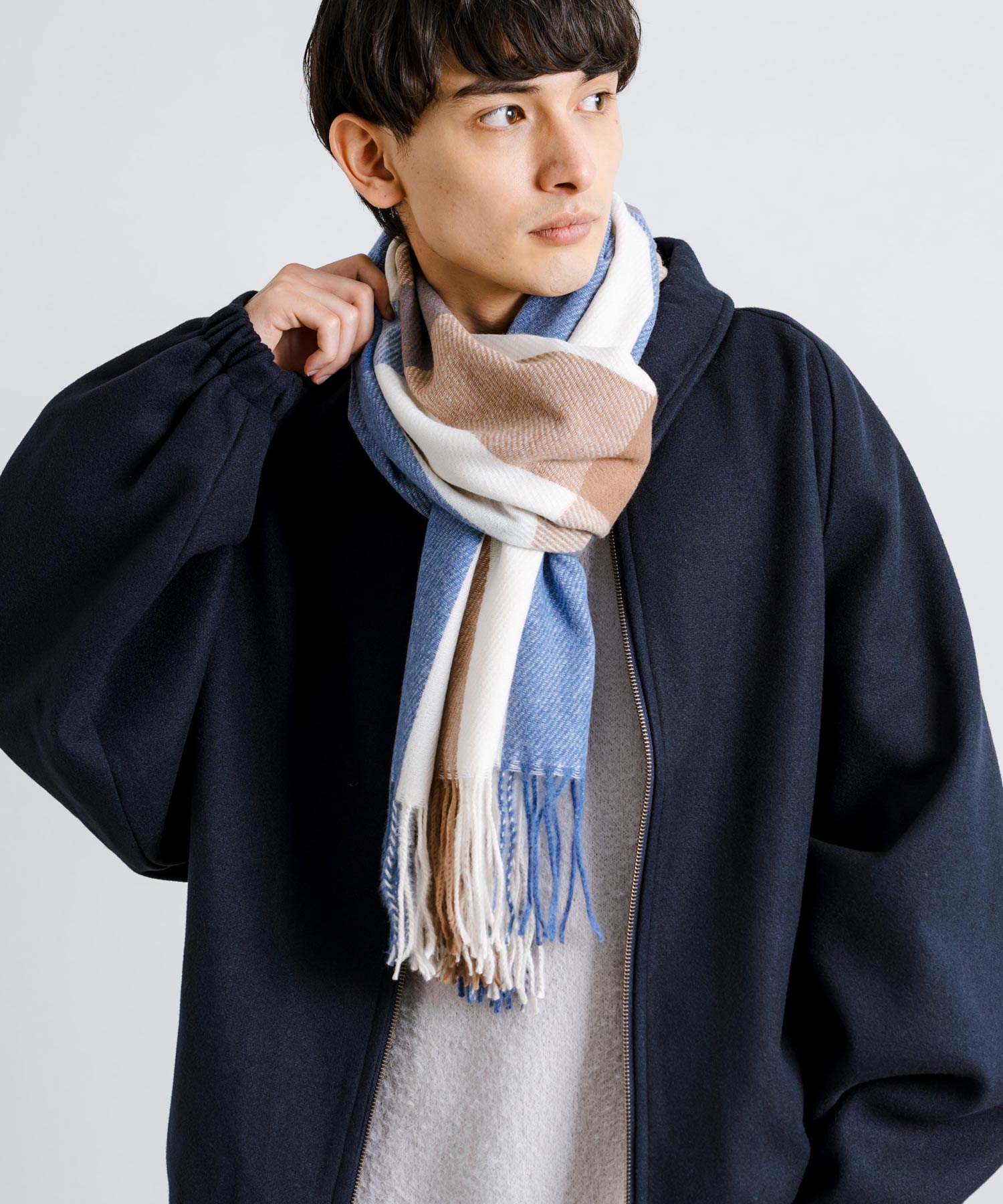 ロッキーモンロー Rocky Monroe フリンジマフラー 大判ストール メンズ レディース チェック ロング ボリューム 暖かい ひざ掛け ブランケット ショール 防寒 ギフト プレゼント 秋冬 13