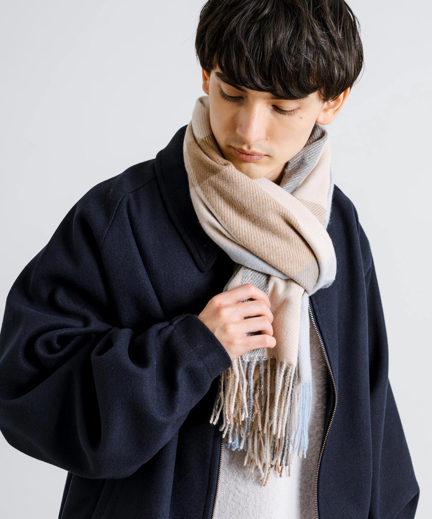 ロッキーモンロー Rocky Monroe フリンジマフラー 大判ストール メンズ レディース チェック ロング ボリューム 暖かい ひざ掛け ブランケット ショール 防寒 ギフト プレゼント 秋冬 13