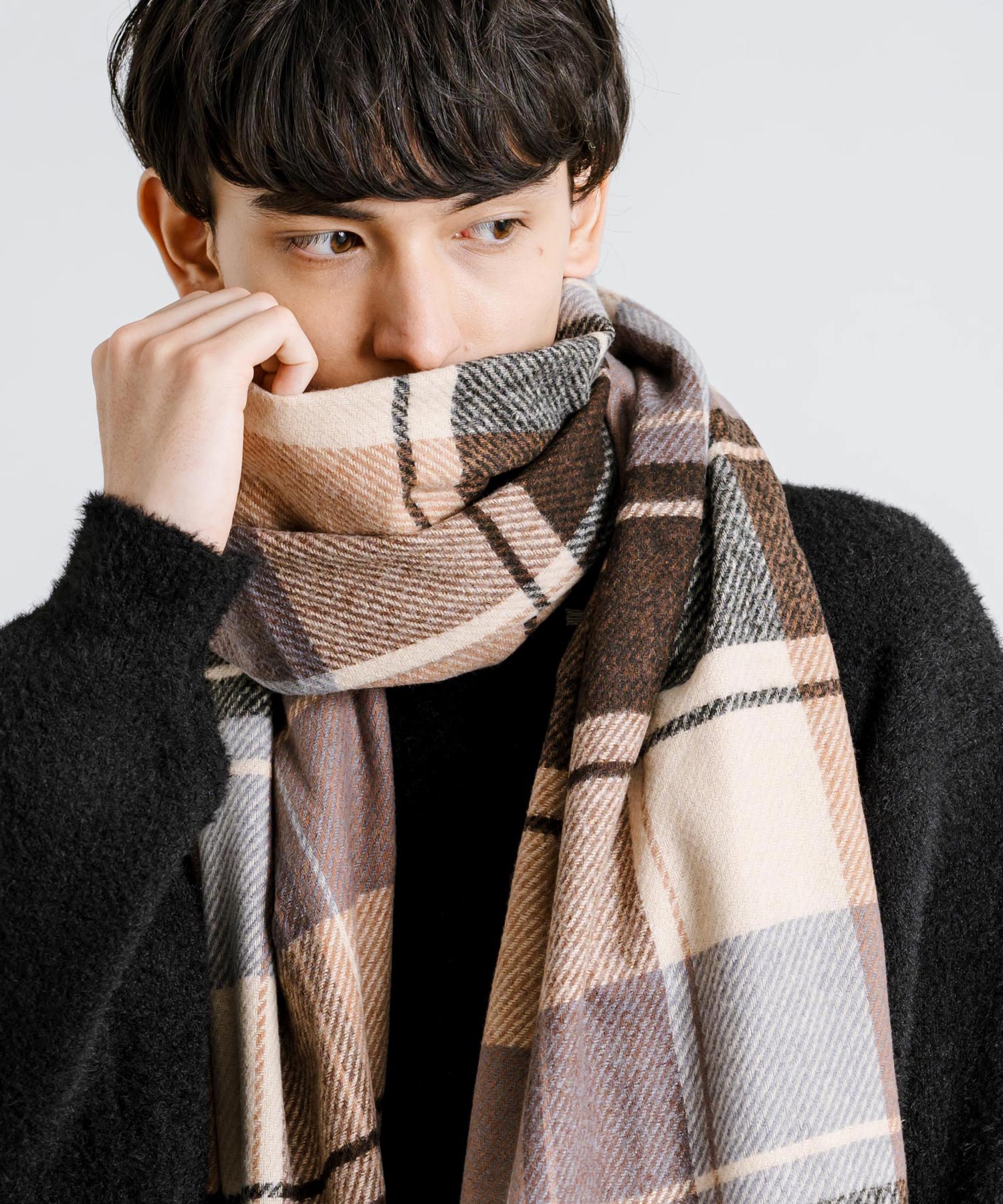 ロッキーモンロー Rocky Monroe フリンジマフラー 大判ストール メンズ レディース チェック ロング ボリューム 暖かい ひざ掛け ブランケット ショール 防寒 ギフト プレゼント 秋冬 13