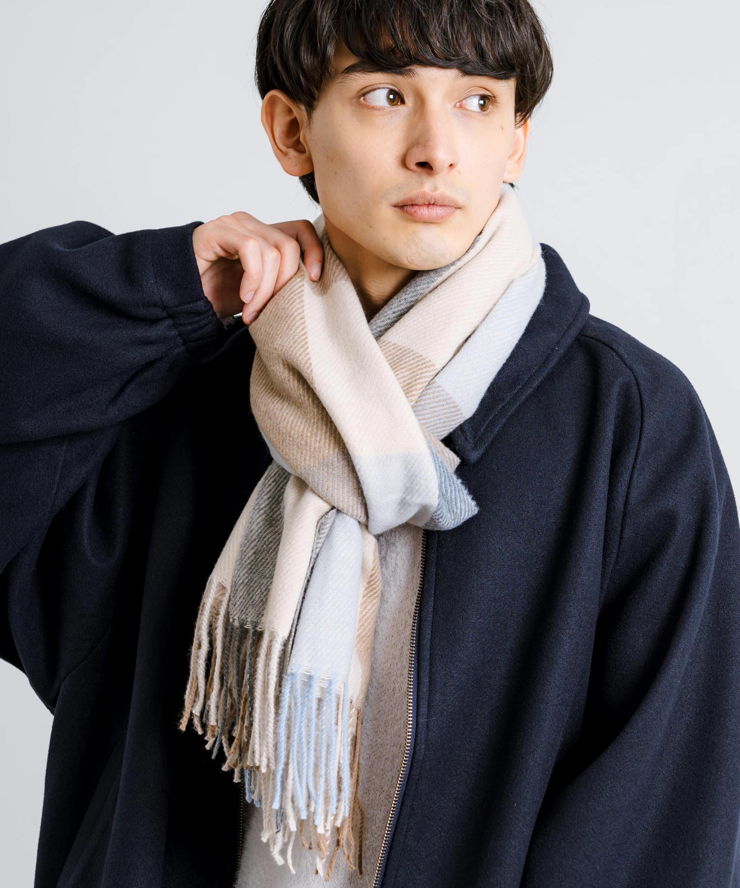 ロッキーモンロー Rocky Monroe フリンジマフラー 大判ストール メンズ レディース チェック ロング ボリューム 暖かい ひざ掛け ブランケット ショール 防寒 ギフト プレゼント 秋冬 13