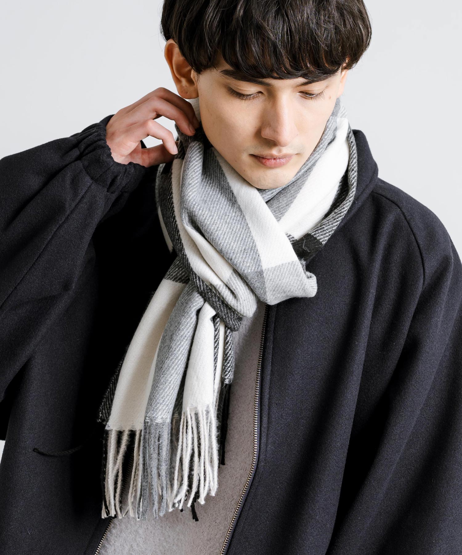 ロッキーモンロー Rocky Monroe フリンジマフラー 大判ストール メンズ レディース チェック ロング ボリューム 暖かい ひざ掛け ブランケット ショール 防寒 ギフト プレゼント 秋冬 13