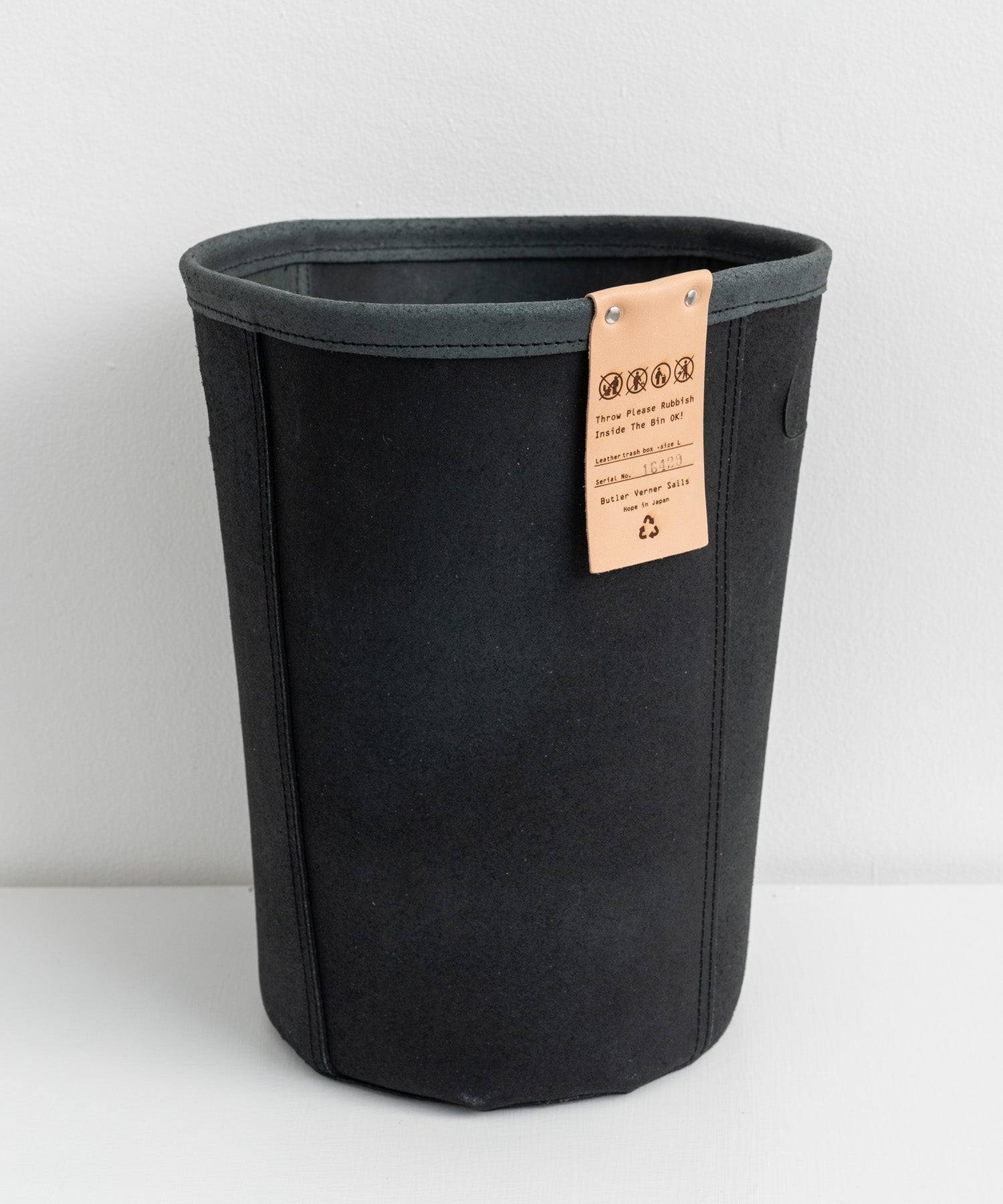 Rocky Monroe Trash Box Garbage Can Cowhide Toko Leather Domestic Made in Japan Genuine Leather Dust Box Storage Slim Simple Plain Miscellaneous Goods Interior Stylish Round Type Room New Life