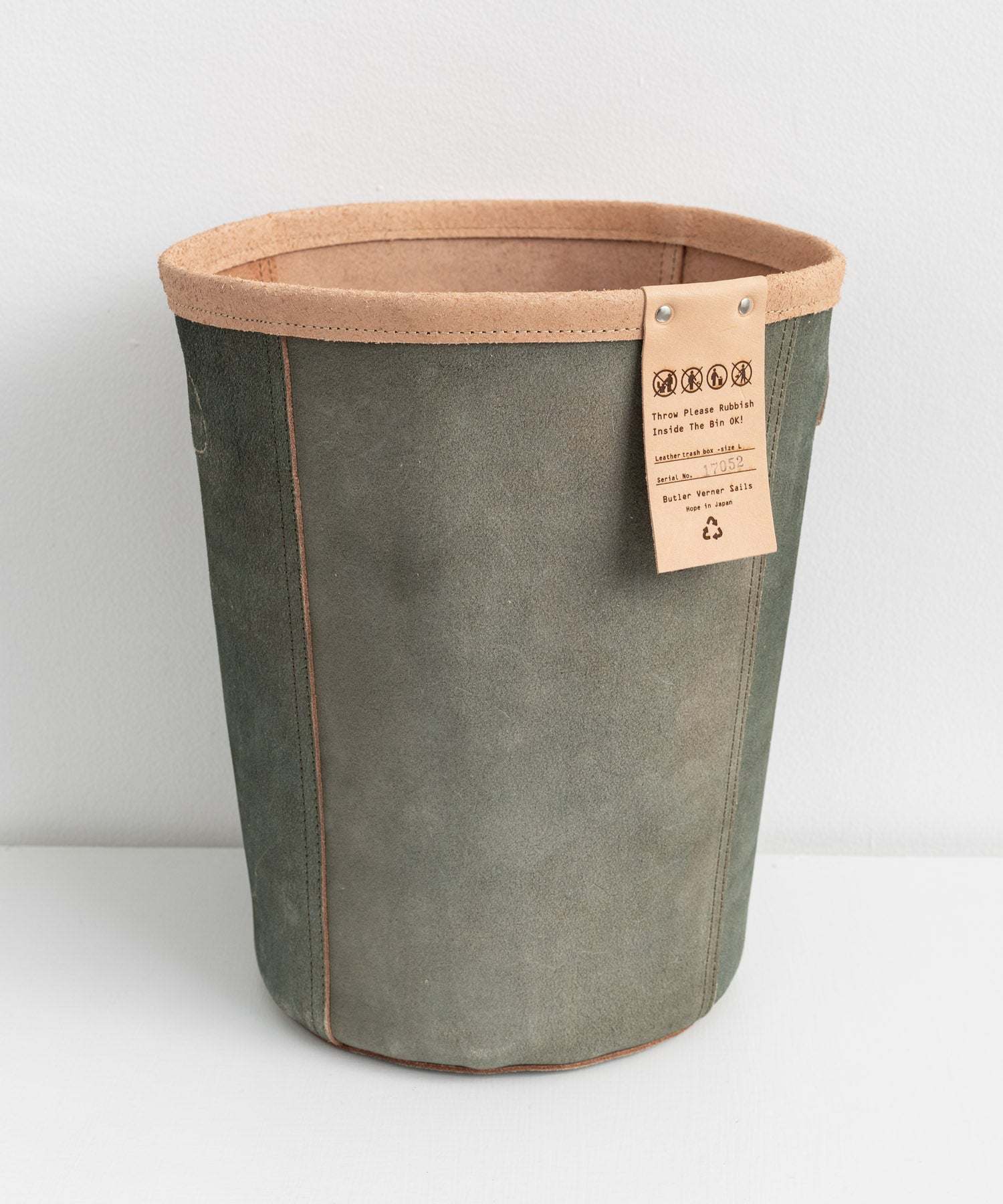 Rocky Monroe Trash Box Garbage Can Cowhide Toko Leather Domestic Made in Japan Genuine Leather Dust Box Storage Slim Simple Plain Miscellaneous Goods Interior Stylish Round Type Room New Life