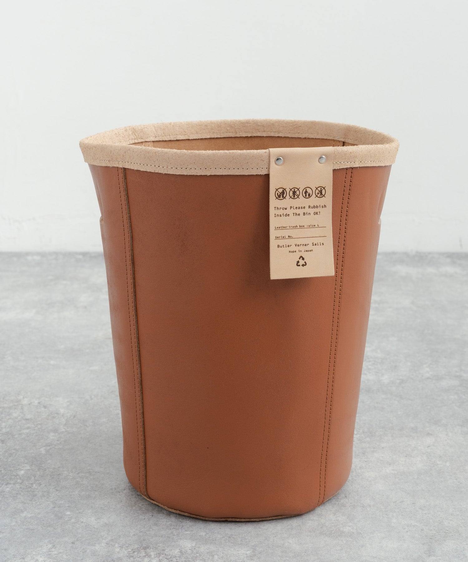 Rocky Monroe Trash Box Garbage Can Cowhide Toko Leather Domestic Made in Japan Genuine Leather Dust Box Storage Slim Simple Plain Miscellaneous Goods Interior Stylish Round Type Room New Life