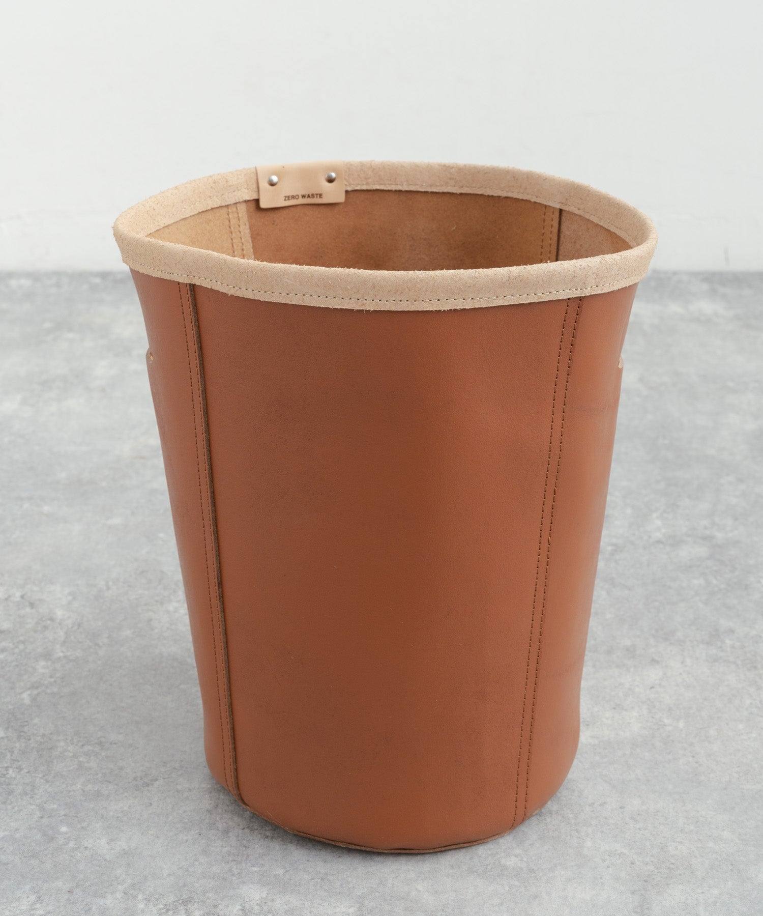 Rocky Monroe Trash Box Garbage Can Cowhide Toko Leather Domestic Made in Japan Genuine Leather Dust Box Storage Slim Simple Plain Miscellaneous Goods Interior Stylish Round Type Room New Life
