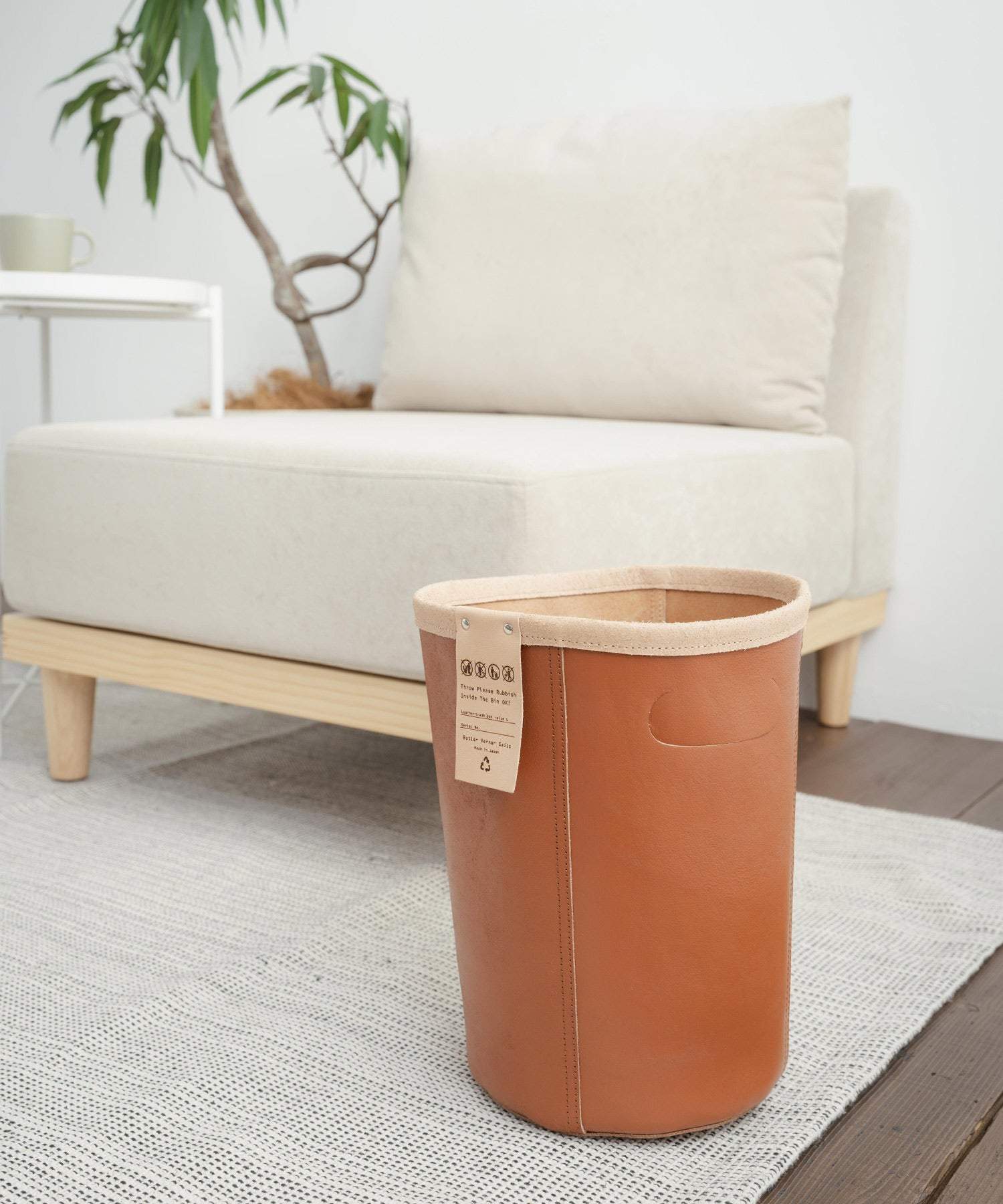 Rocky Monroe Trash Box Garbage Can Cowhide Toko Leather Domestic Made in Japan Genuine Leather Dust Box Storage Slim Simple Plain Miscellaneous Goods Interior Stylish Round Type Room New Life