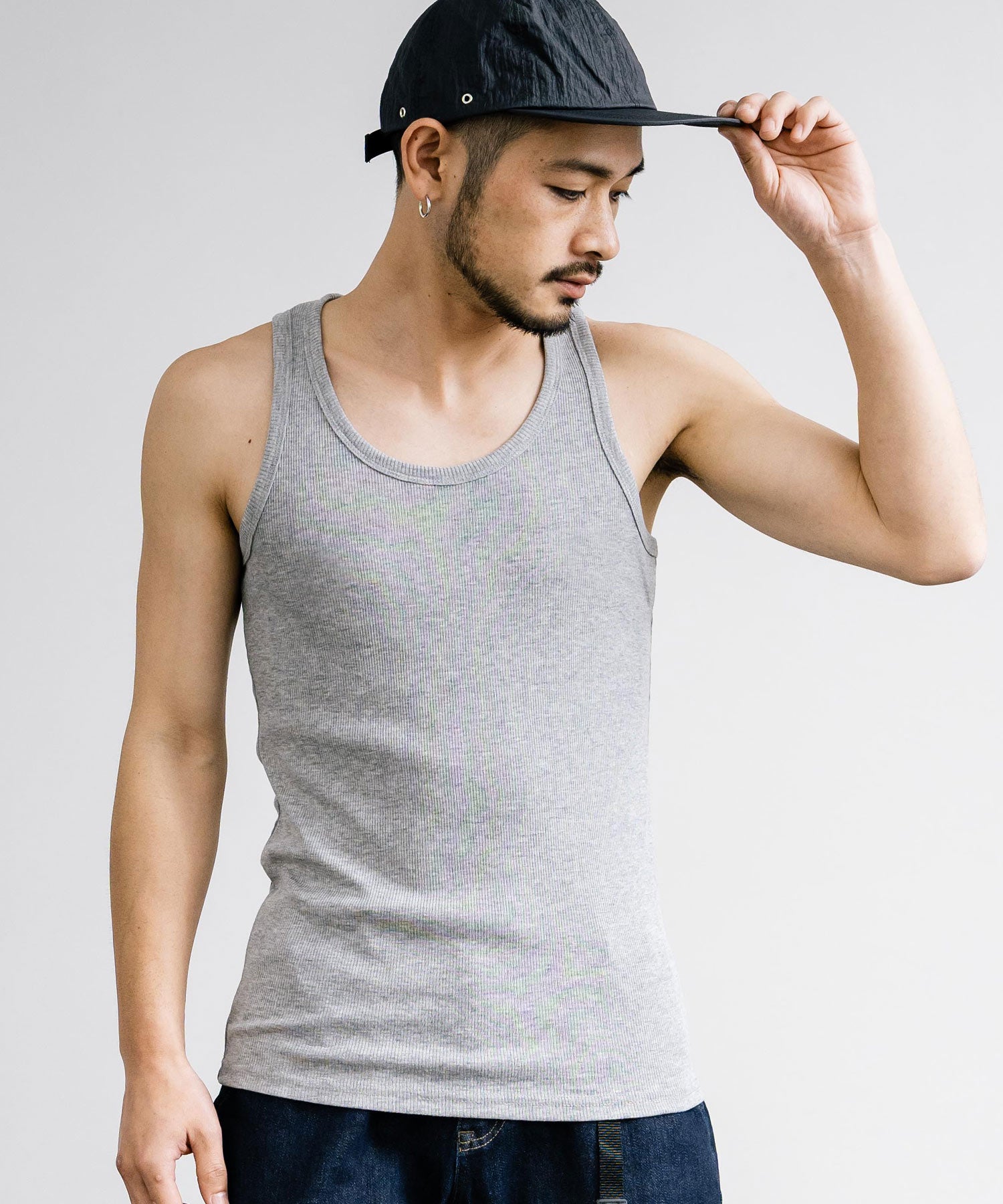 Rocky Monroe Tank Top Men's Sleeveless Casual White black gray Ribbed Inner Plain Simple Stretchable Stretch Layering Training Muscle Training Gym Sports