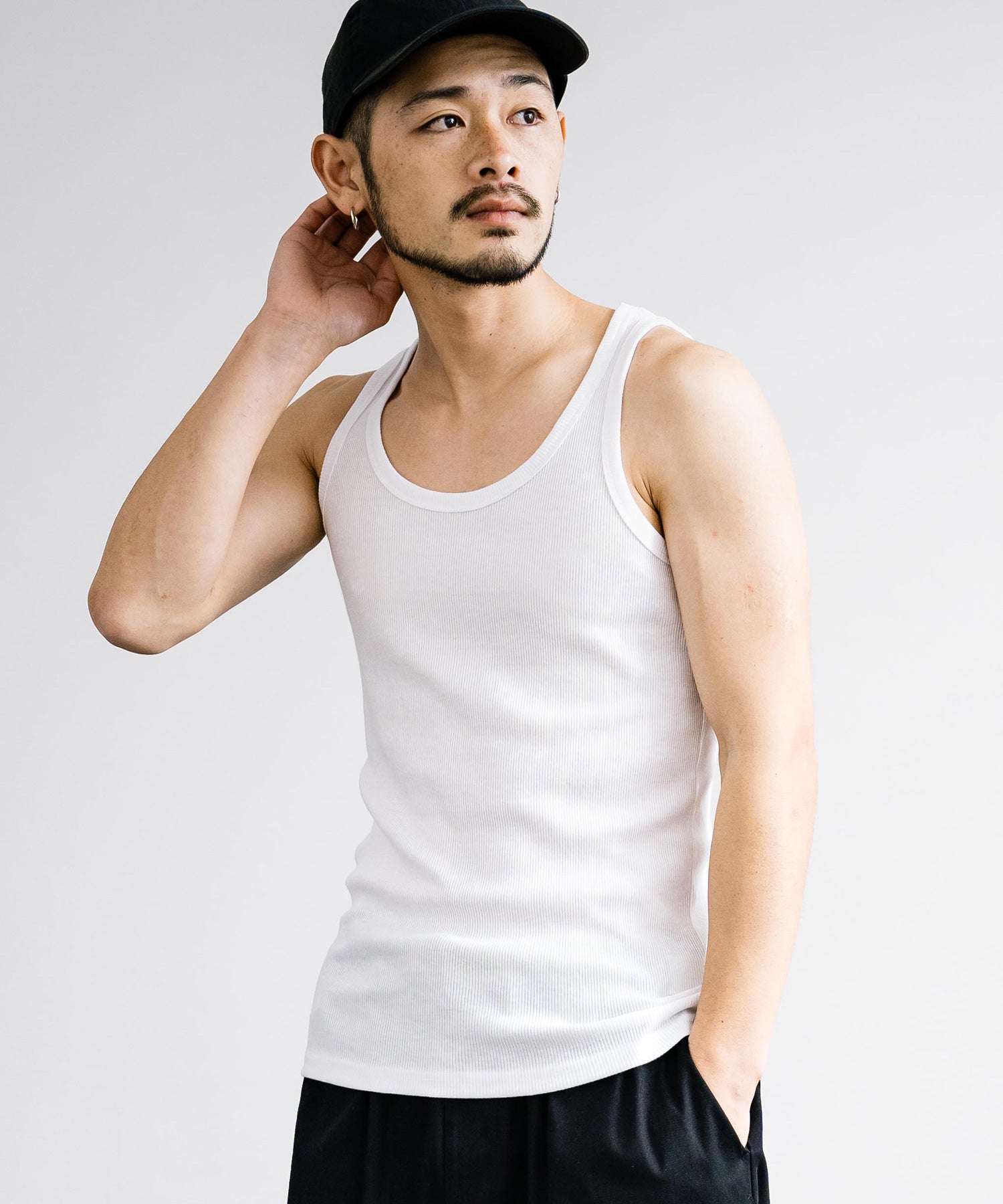 Rocky Monroe Tank Top Men's Sleeveless Casual White black gray Ribbed Inner Plain Simple Stretchable Stretch Layering Training Muscle Training Gym Sports