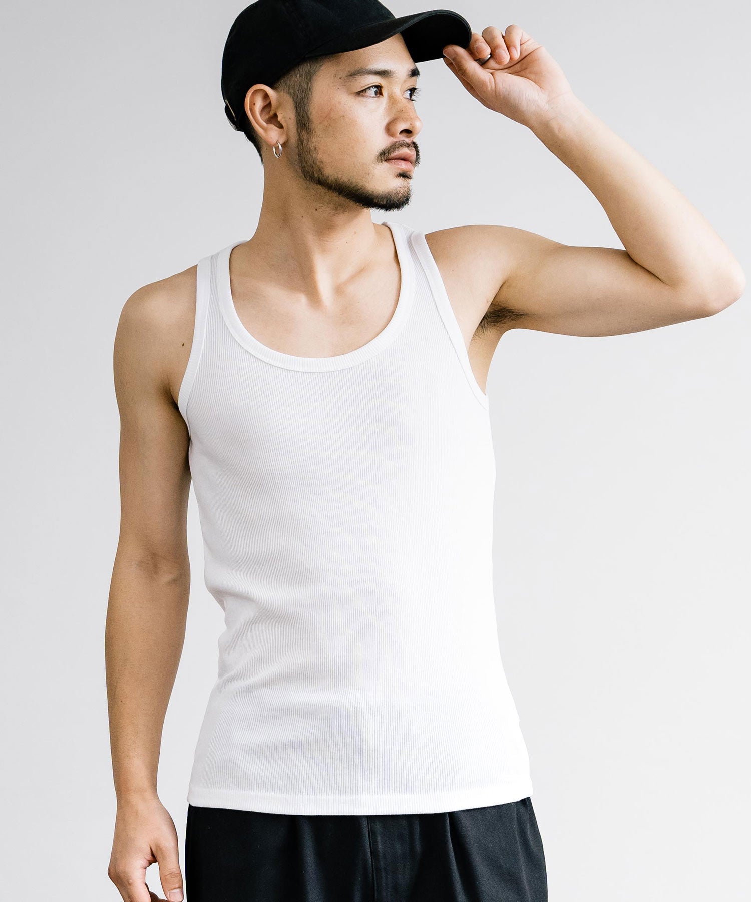Rocky Monroe Tank Top Men's Sleeveless Casual White black gray Ribbed Inner Plain Simple Stretchable Stretch Layering Training Muscle Training Gym Sports