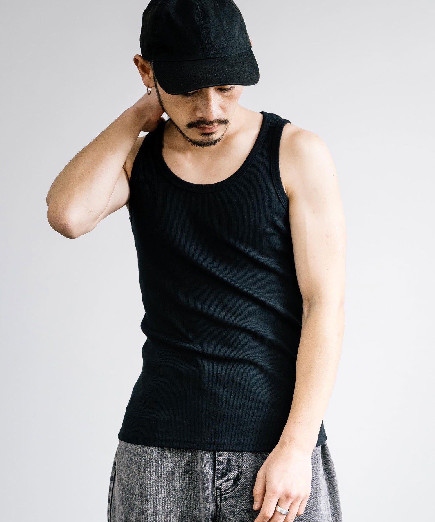 Rocky Monroe Tank Top Men's Sleeveless Casual White black gray Ribbed Inner Plain Simple Stretchable Stretch Layering Training Muscle Training Gym Sports