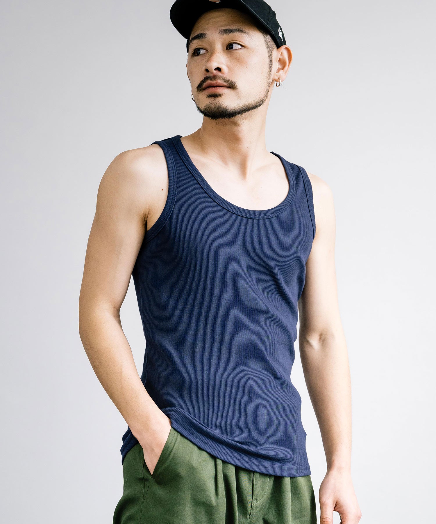 Rocky Monroe Tank Top Men's Sleeveless Casual White black gray Ribbed Inner Plain Simple Stretchable Stretch Layering Training Muscle Training Gym Sports