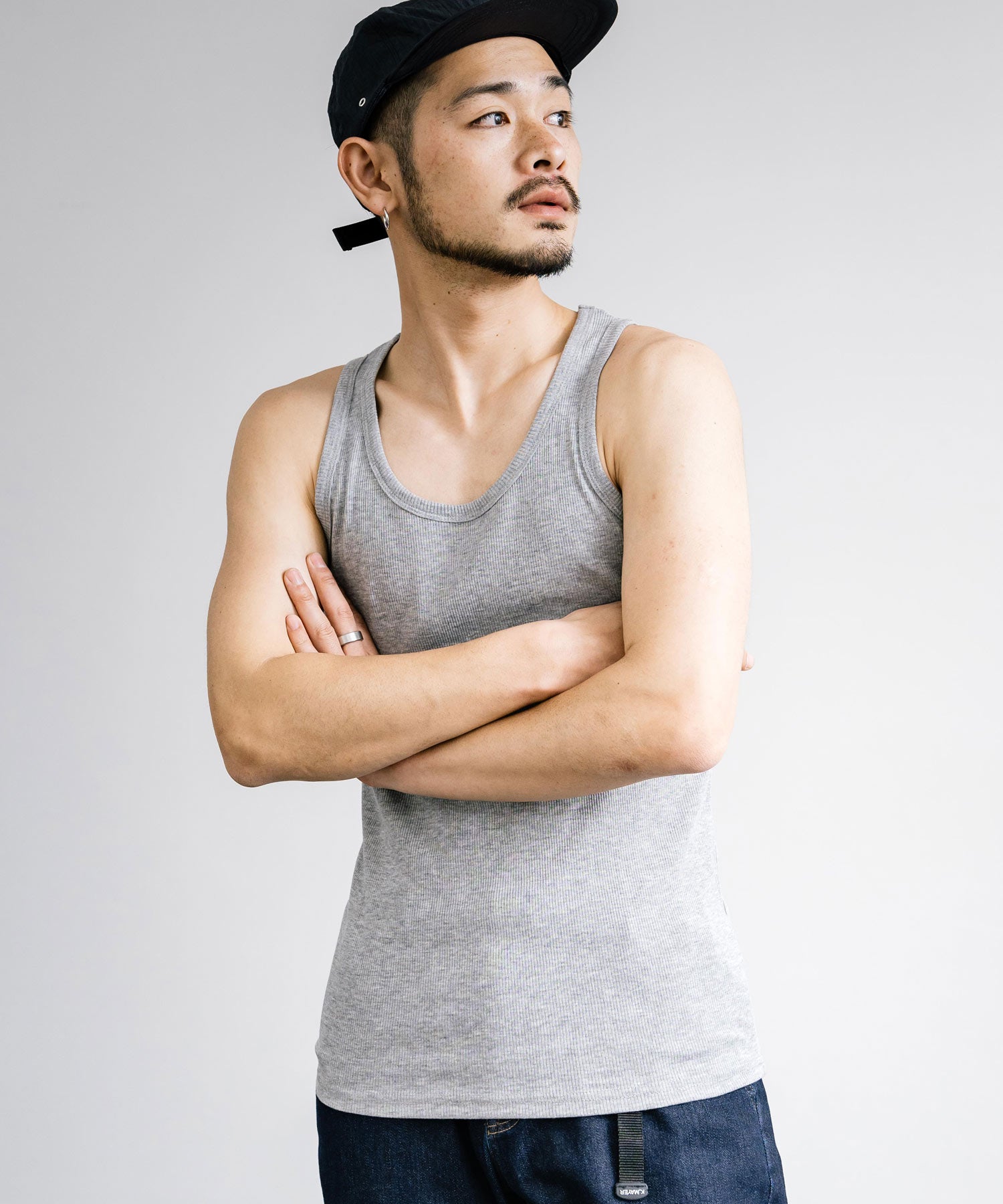 Rocky Monroe Tank Top Men's Sleeveless Casual White black gray Ribbed Inner Plain Simple Stretchable Stretch Layering Training Muscle Training Gym Sports