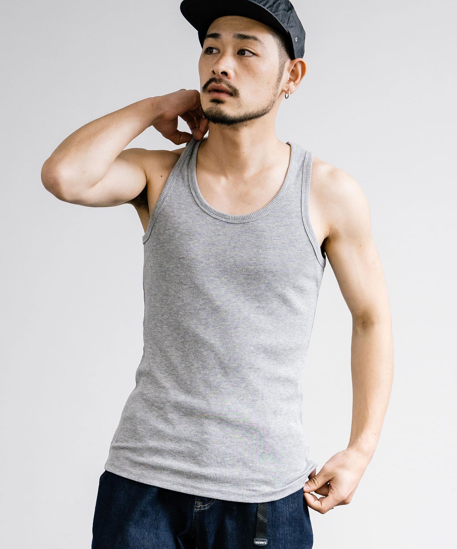 Rocky Monroe Tank Top Men's Sleeveless Casual White black gray Ribbed Inner Plain Simple Stretchable Stretch Layering Training Muscle Training Gym Sports