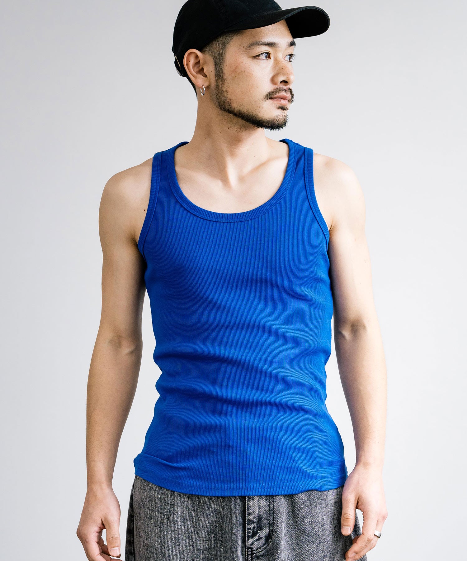 Rocky Monroe Tank Top Men's Sleeveless Casual White black gray Ribbed Inner Plain Simple Stretchable Stretch Layering Training Muscle Training Gym Sports