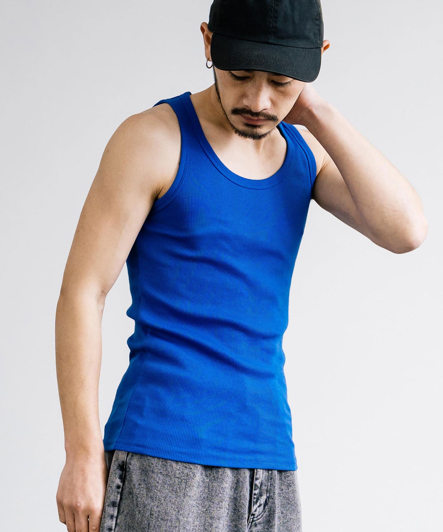 Rocky Monroe Tank Top Men's Sleeveless Casual White black gray Ribbed Inner Plain Simple Stretchable Stretch Layering Training Muscle Training Gym Sports